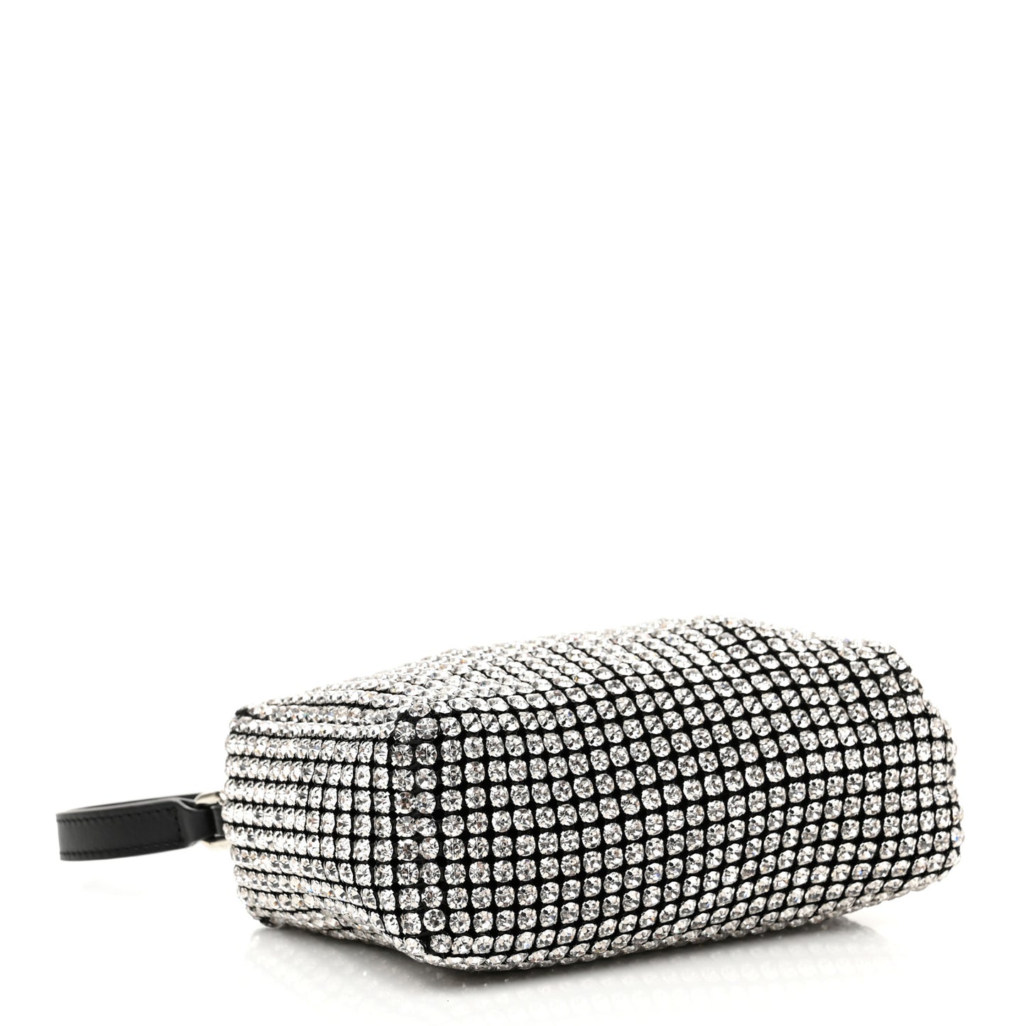 Mesh Crystal Rhinestone Mini Heiress Pouch Black Silver