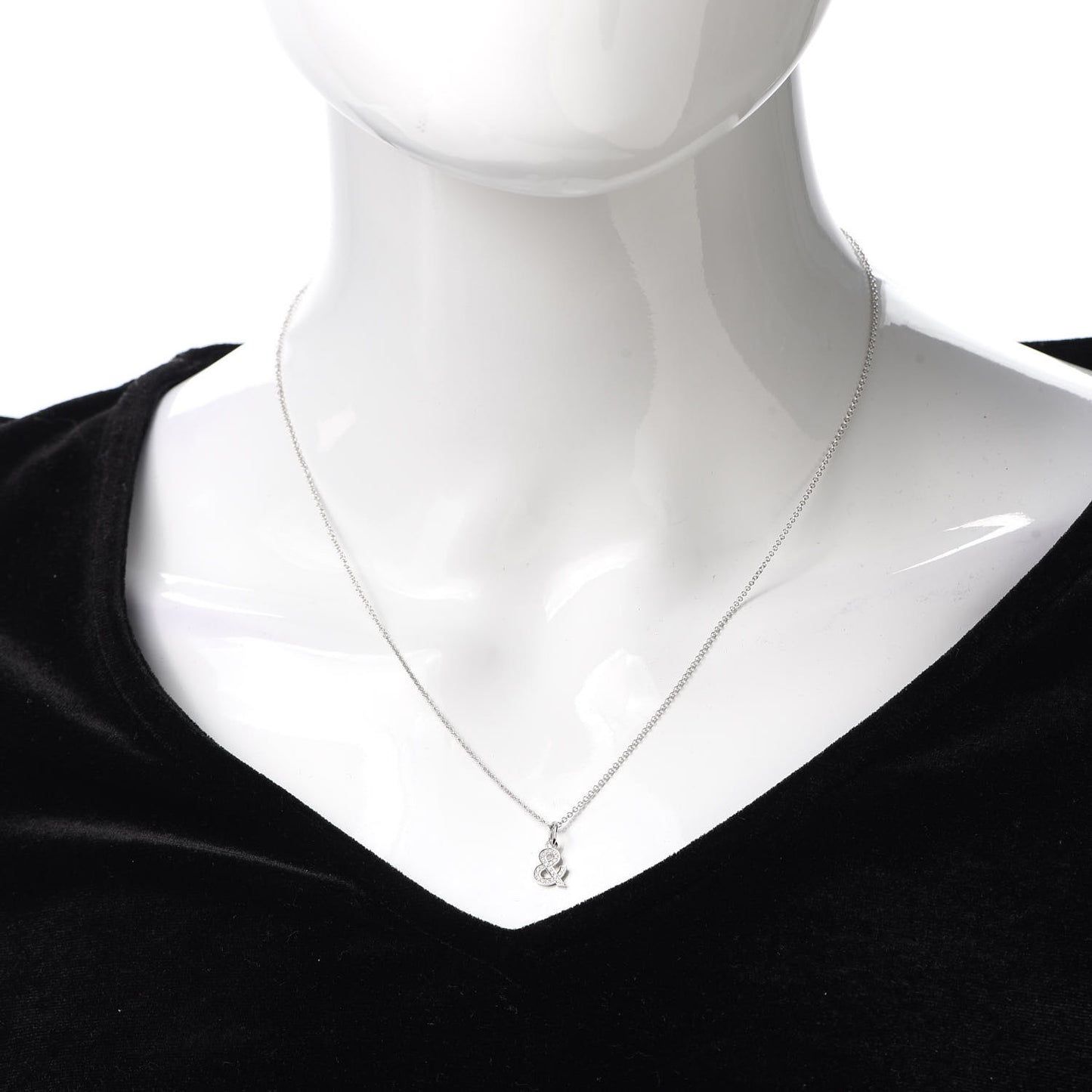 18K White Gold Diamond Small Ampersand Pendant Necklace