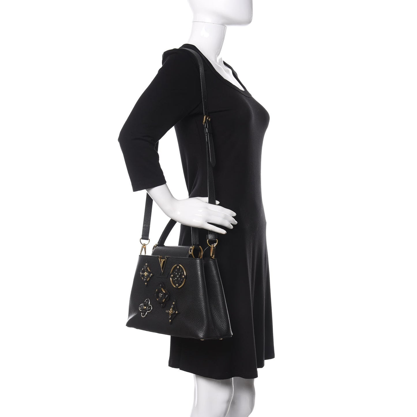 Taurillon Metallic Flowers Capucines PM Black