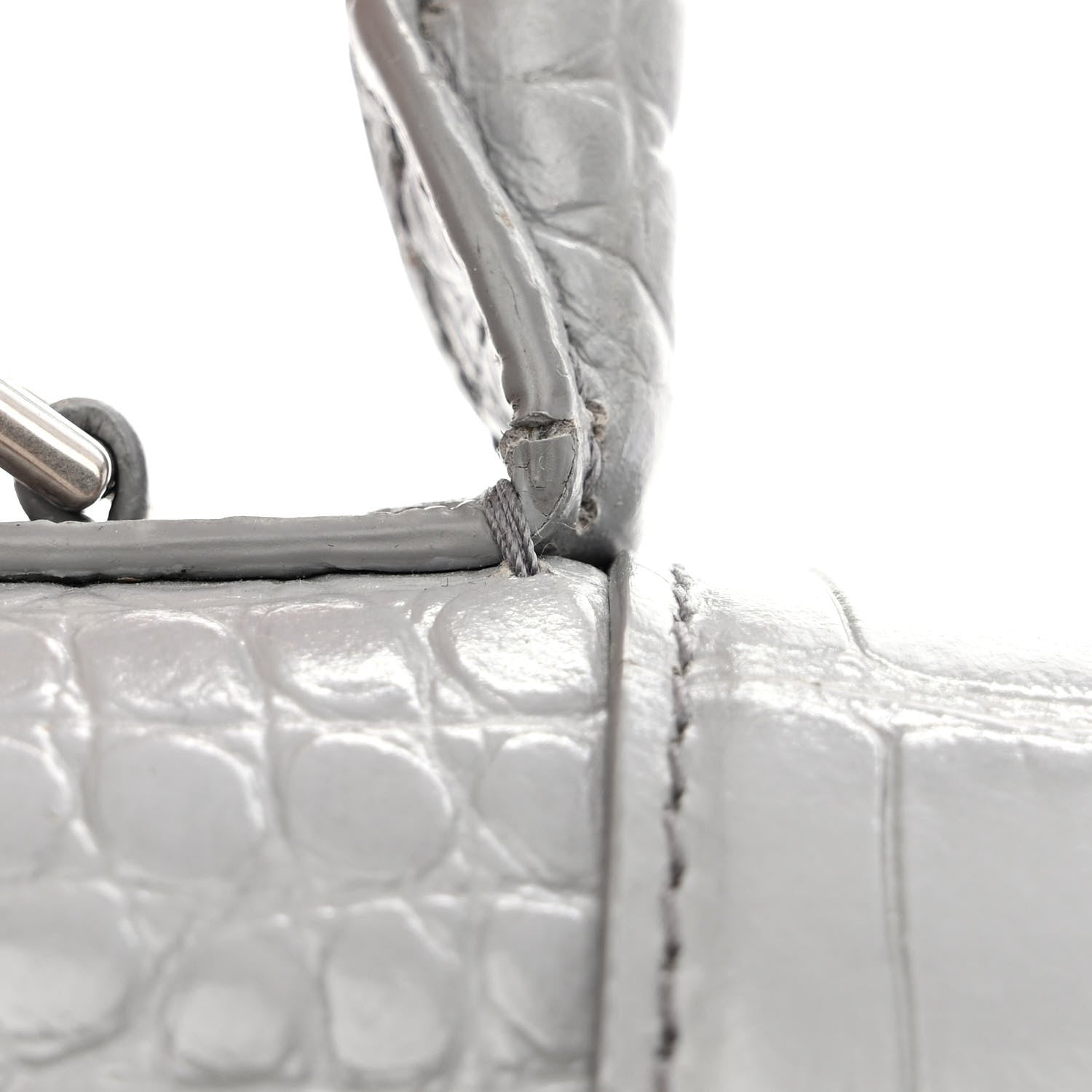 Balenciaga Shiny Calfskin Crocodile Embossed Medium Hourglass Top Handle Bag Balenciaga Grey 15 of 18