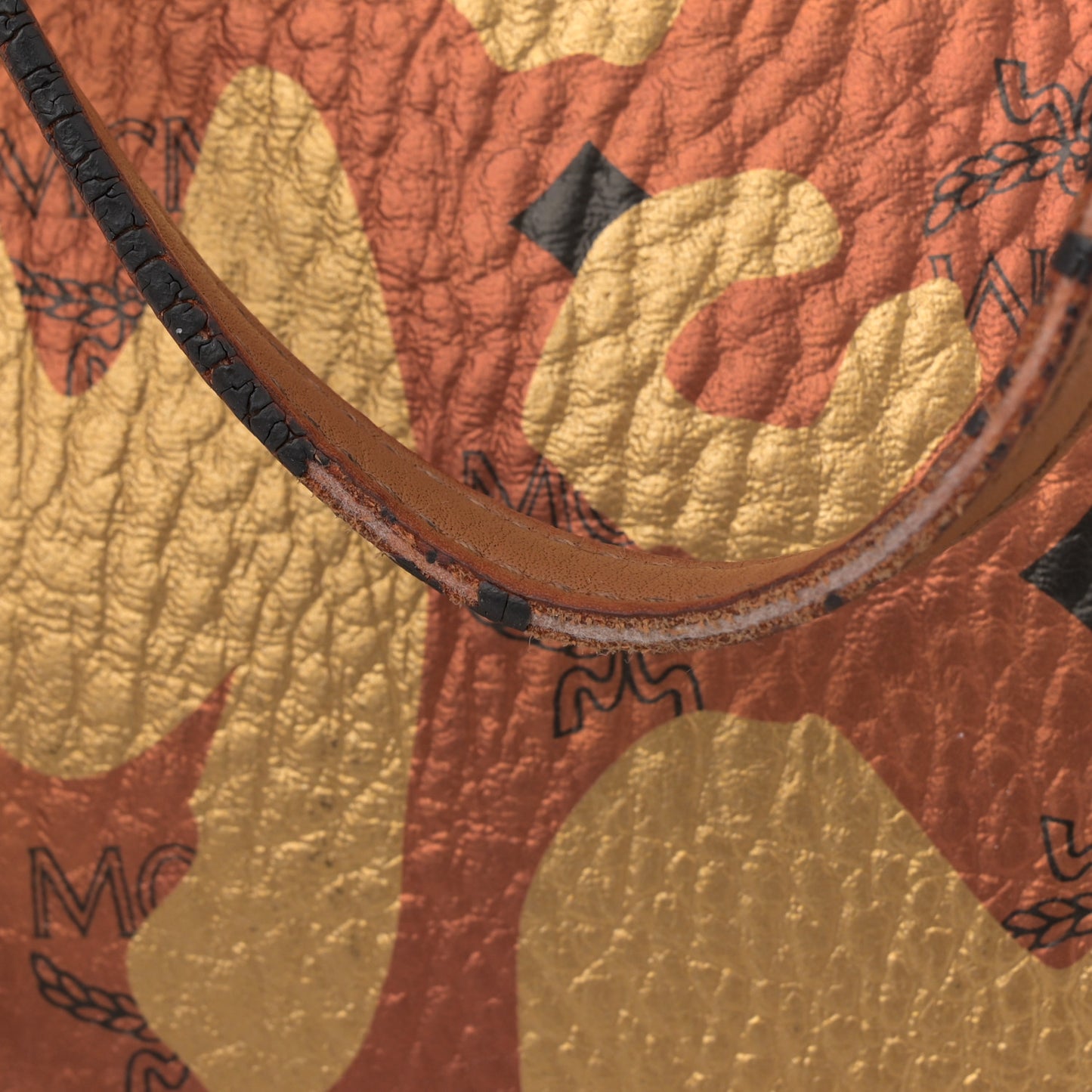 Visetos Metallic Leopard Print Medium Anya Shopper Tote Cognac