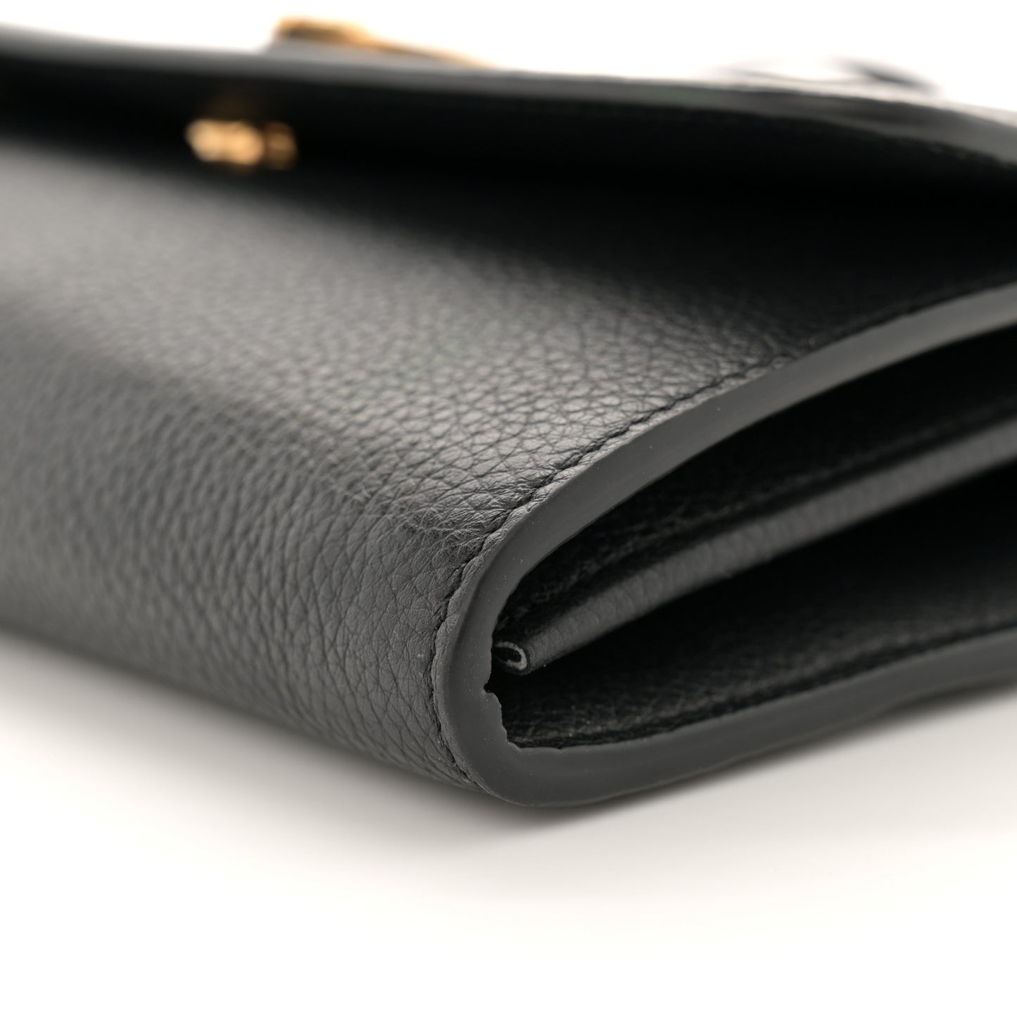 Grained Calfskin Virtus Wallet On Chain Black