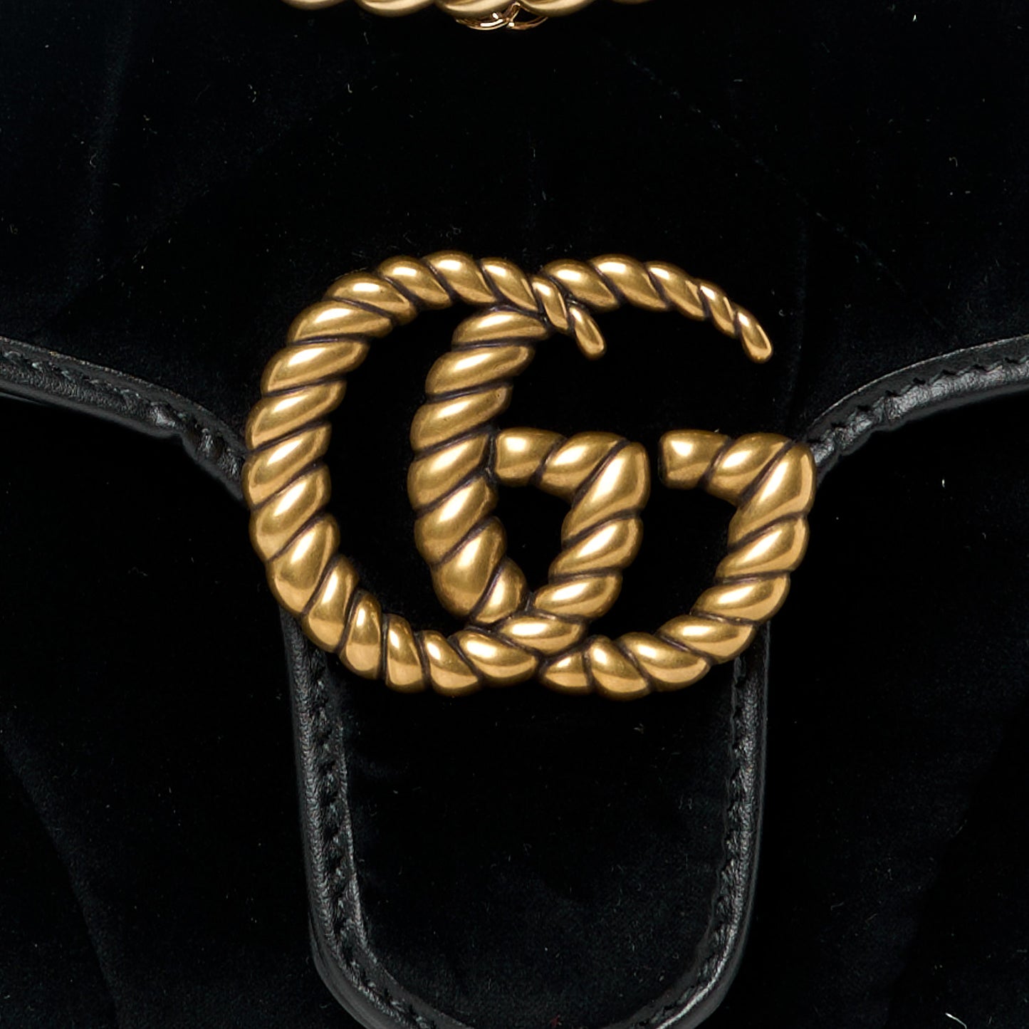 Velvet Matelasse Double G Studs Small Torchon GG Marmont Shoulder Bag Black