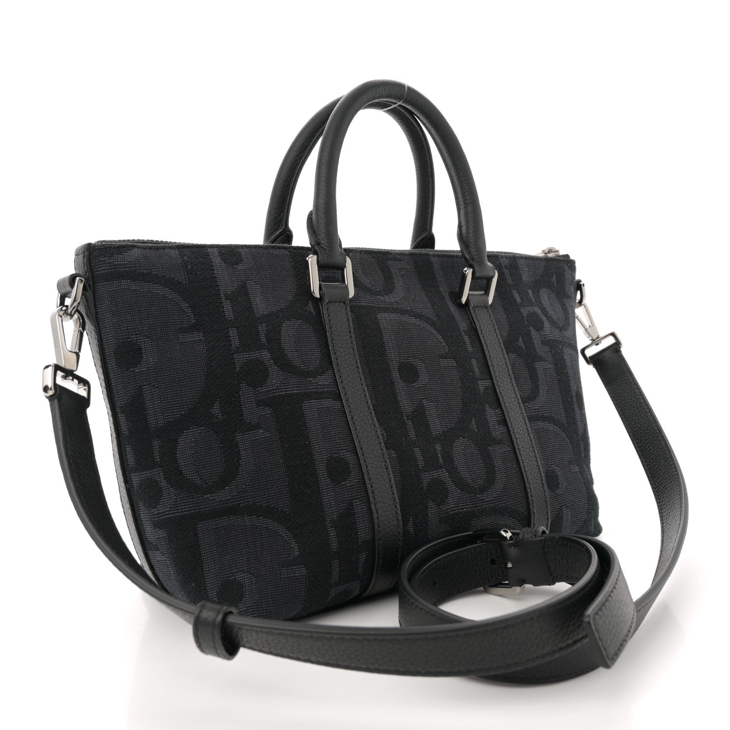 Christian Dior Maxi Oblique Jacquard Weekender 25 Black 3 of 11