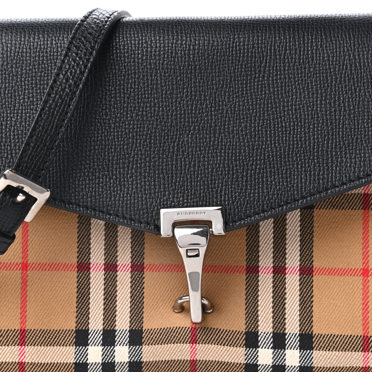 Burberry Derby Calfskin Vintage Check Small Macken Crossbody Bag Black 10 of 10