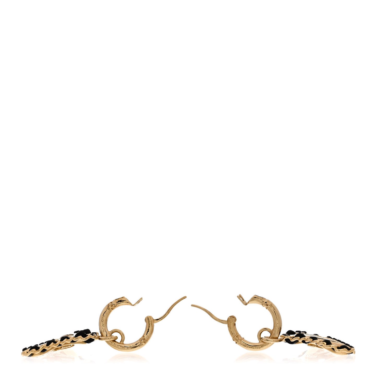 Lambskin Enamel CC Hanger Dangle Earrings Gold