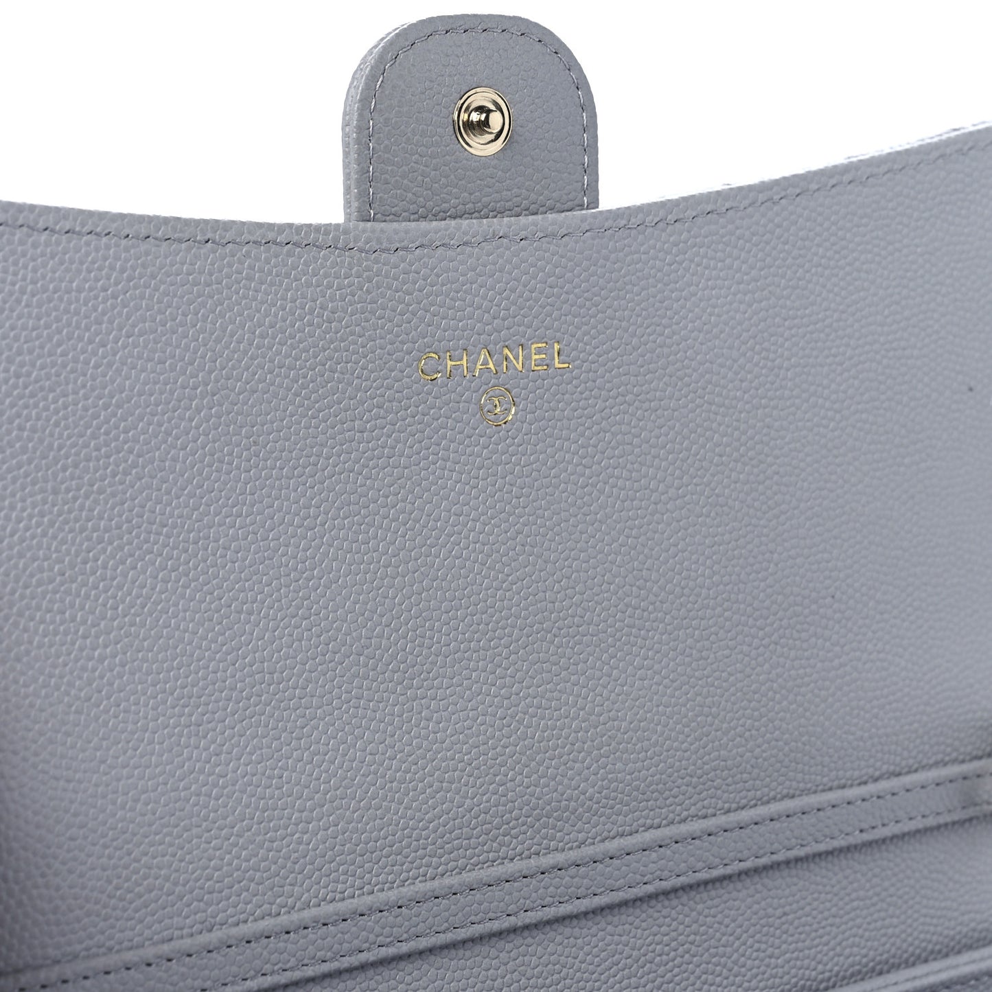 Caviar Quilted Phone Holder Wallet on Removable Chain Grey