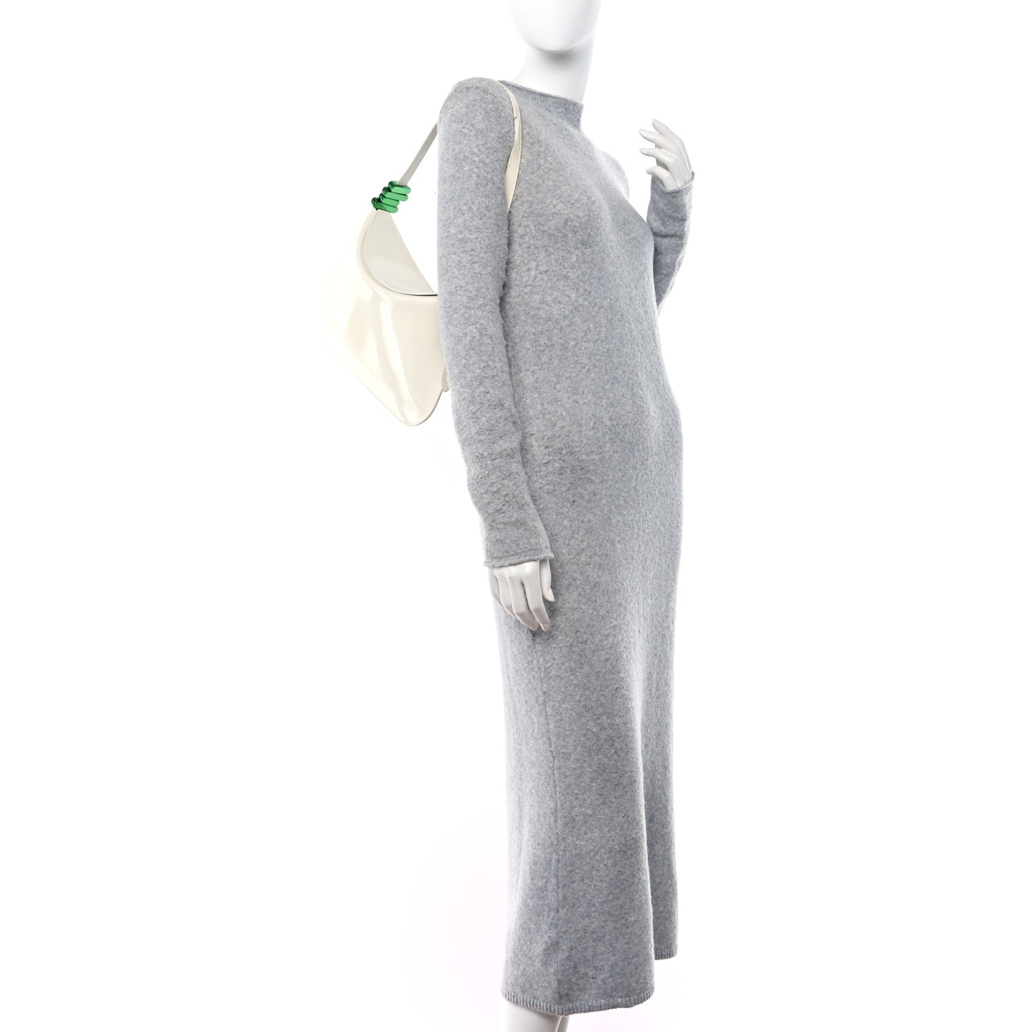 Brushed Calfskin Cradle Fold Over Shoulder Bag White Parakeet