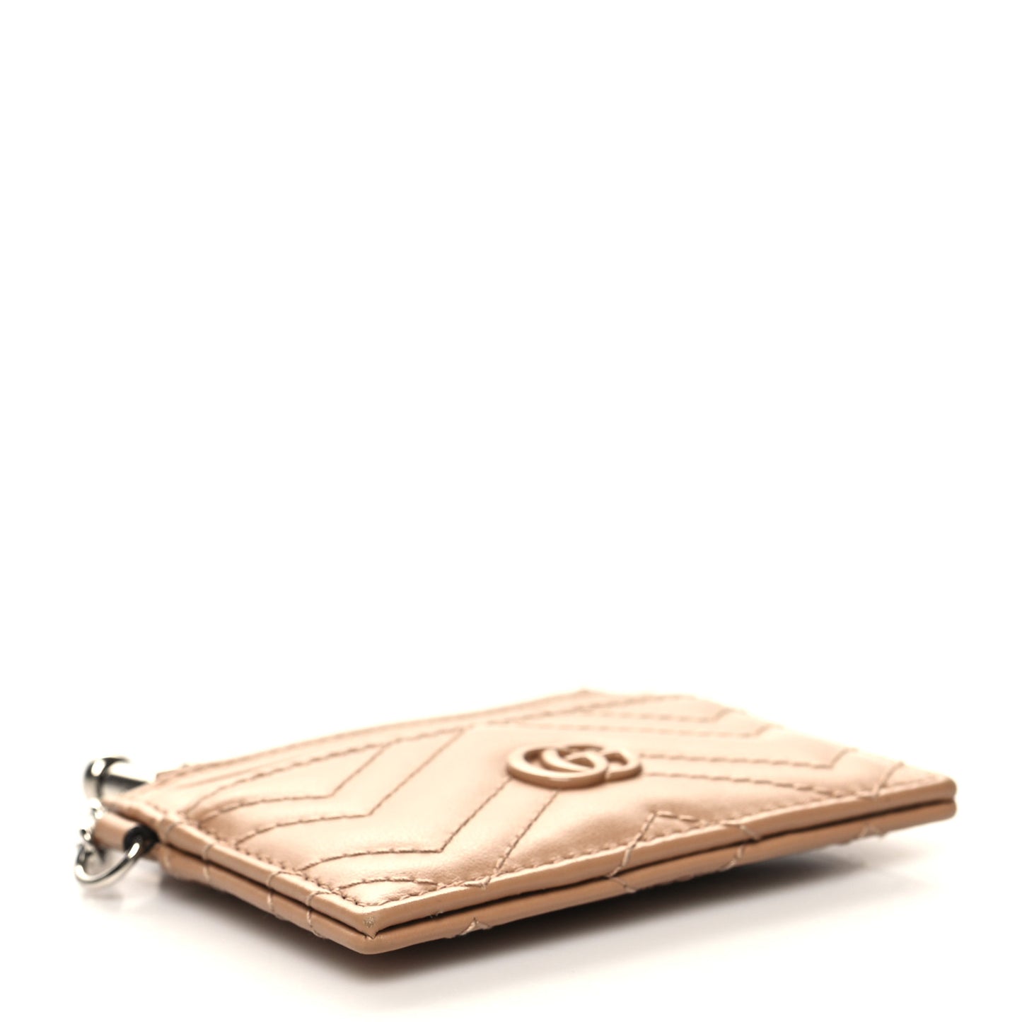 Calfskin Matelasse Monochrome GG Marmont Key Case Card Holder Camelia