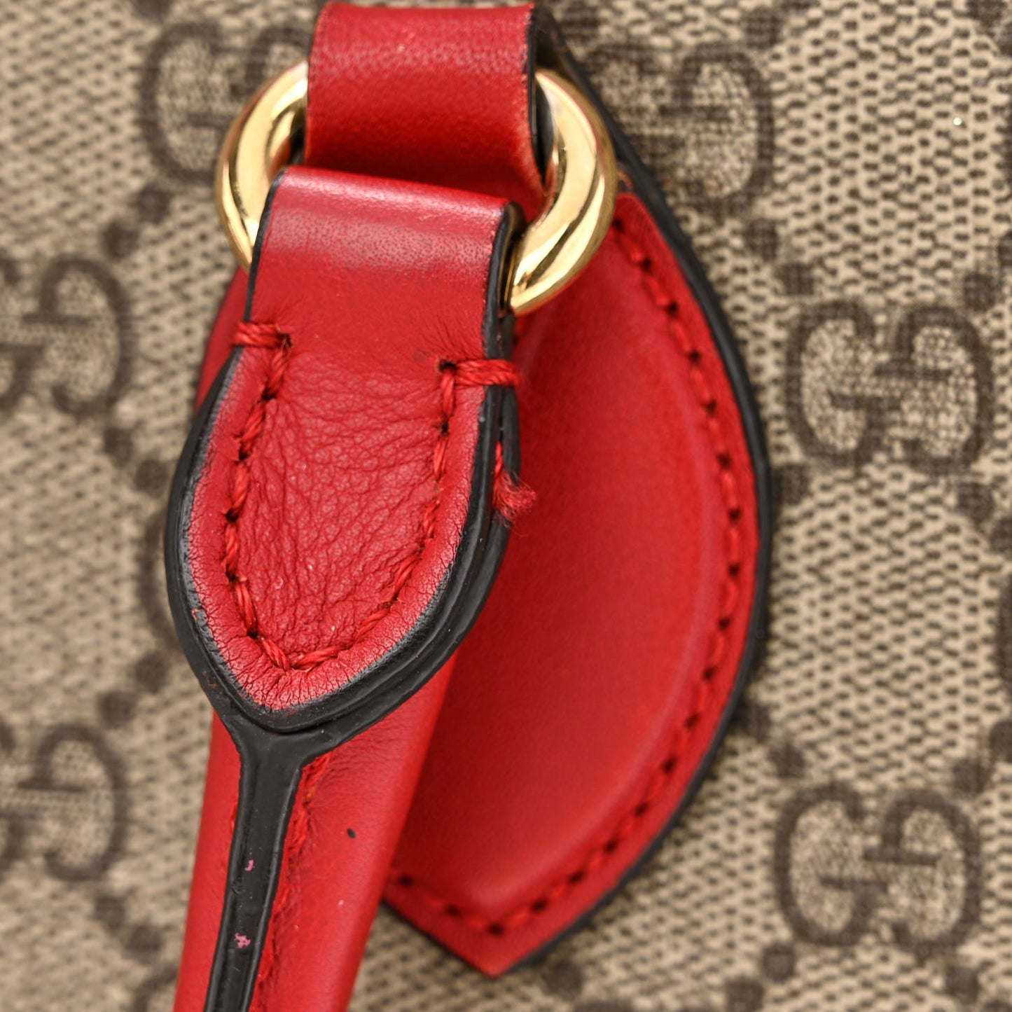 GG Supreme Monogram Moon Calfskin Small Zip Top Tote Beige Ebony Hibiscus Red New Rosette