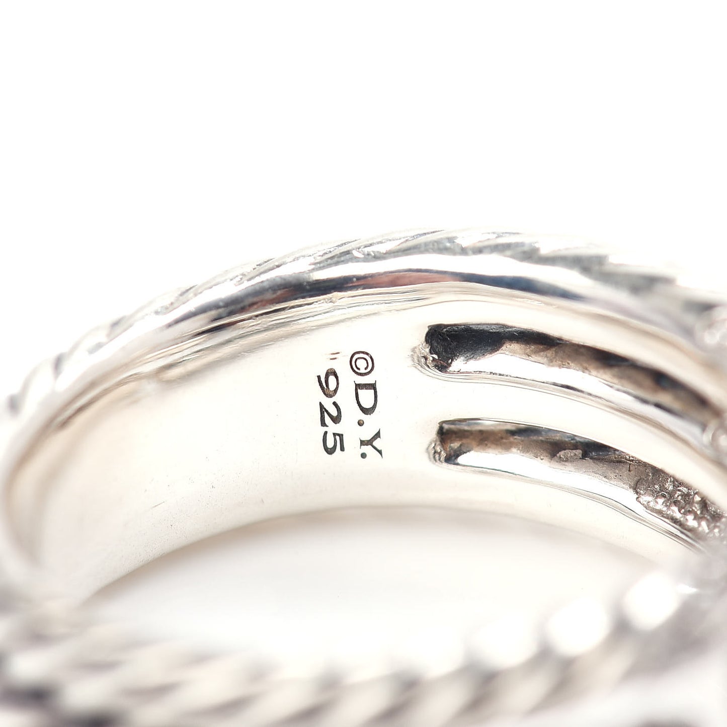 Sterling Silver Diamond Willow Three Row Ring 53 6.25