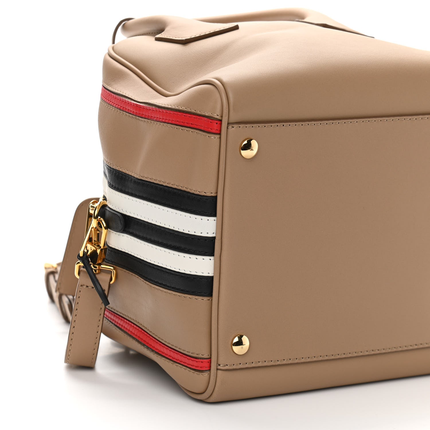Burberry Smooth Calfskin Small Cube Bowling Bag Driftwood Bright Military Red 9 of 10