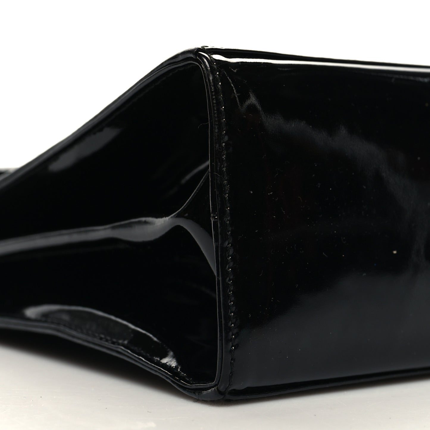 Patent Small Iconic Top Handle Bag Black