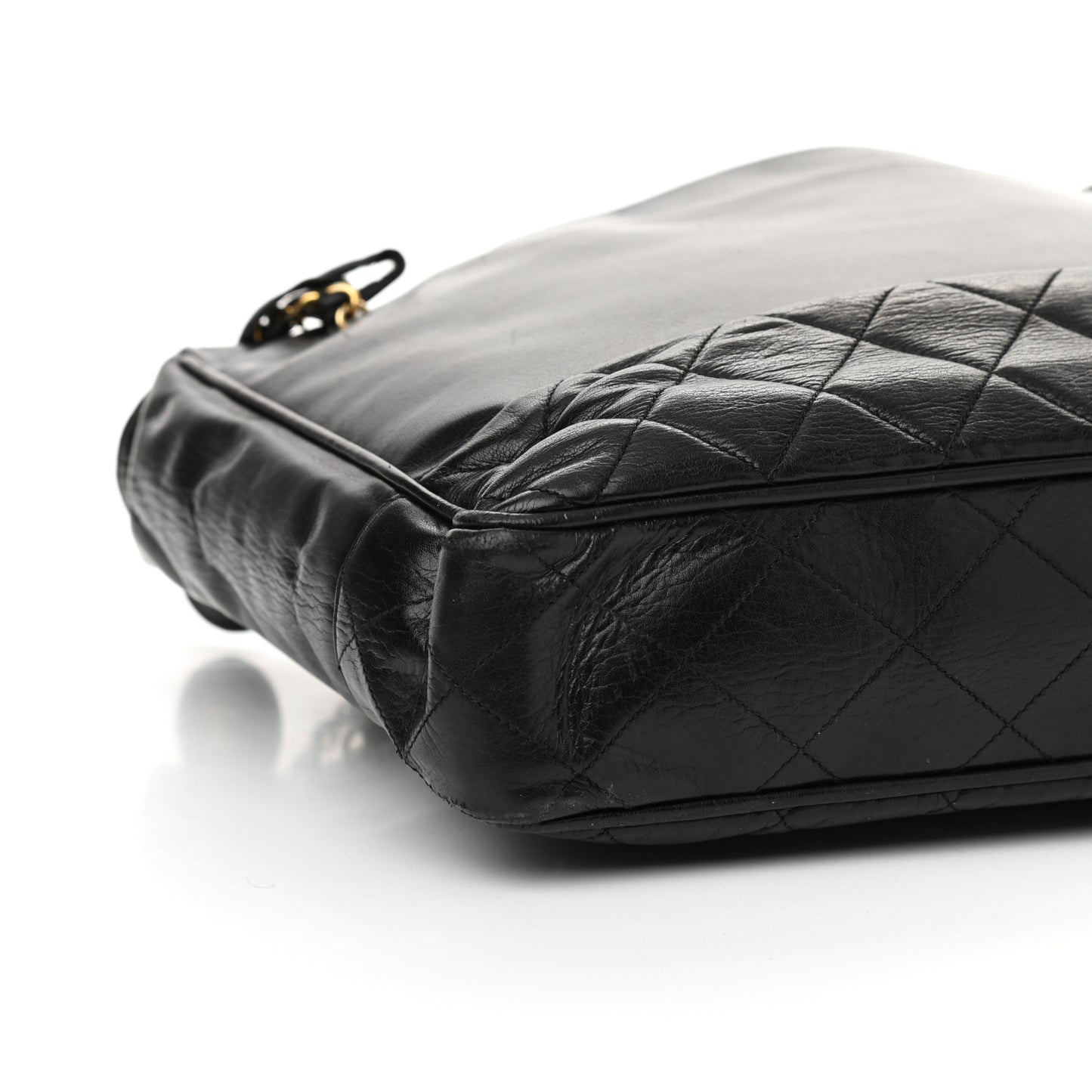 Lambskin Quilted Shopping Tote Black