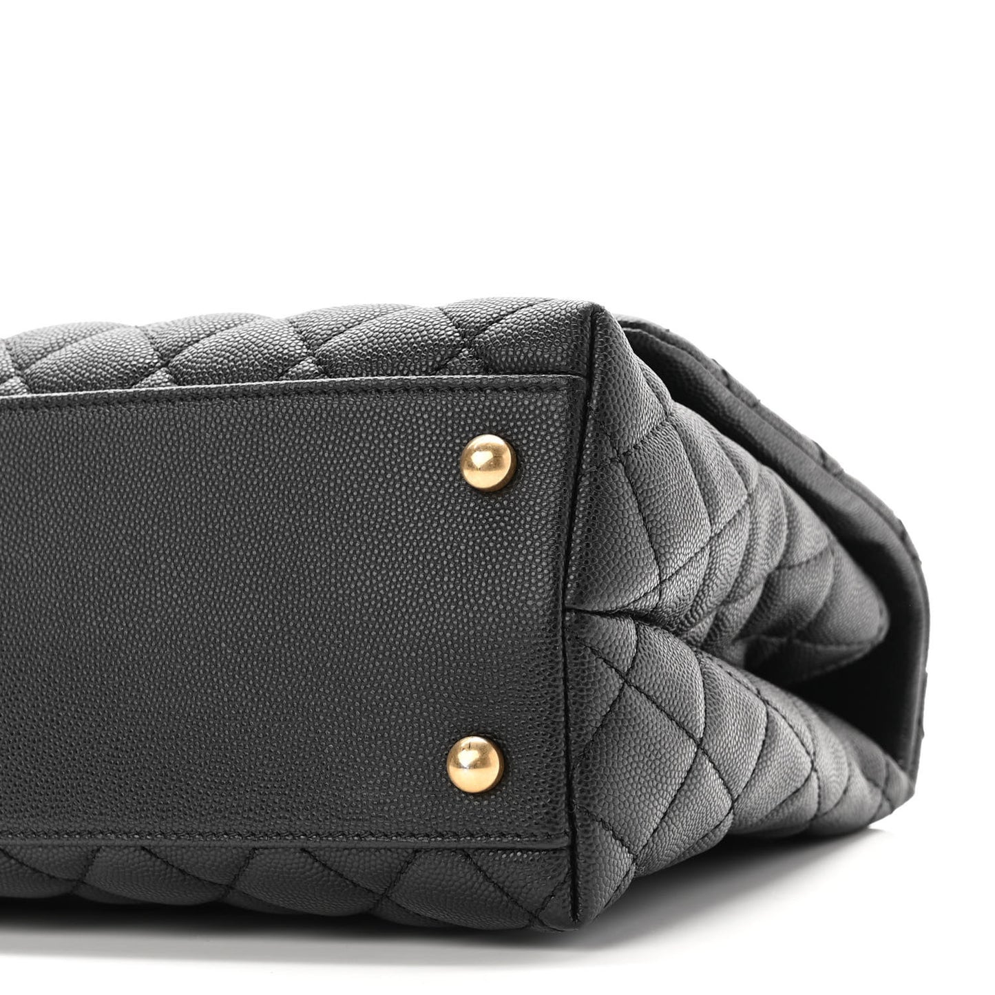 Caviar Lizard Embossed Quilted Small Coco Handle Flap Black