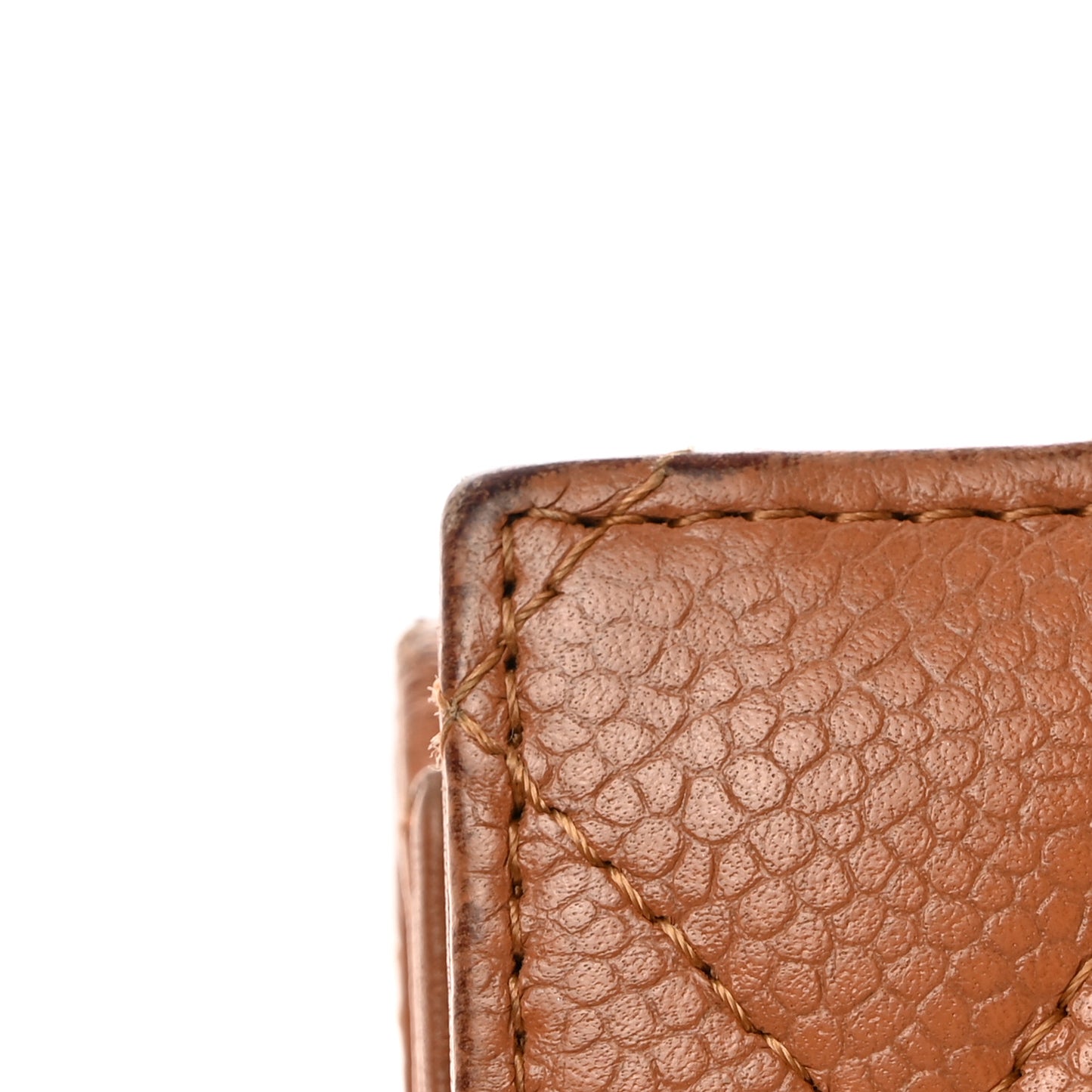 Caviar Quilted Long Flap Wallet Light Brown