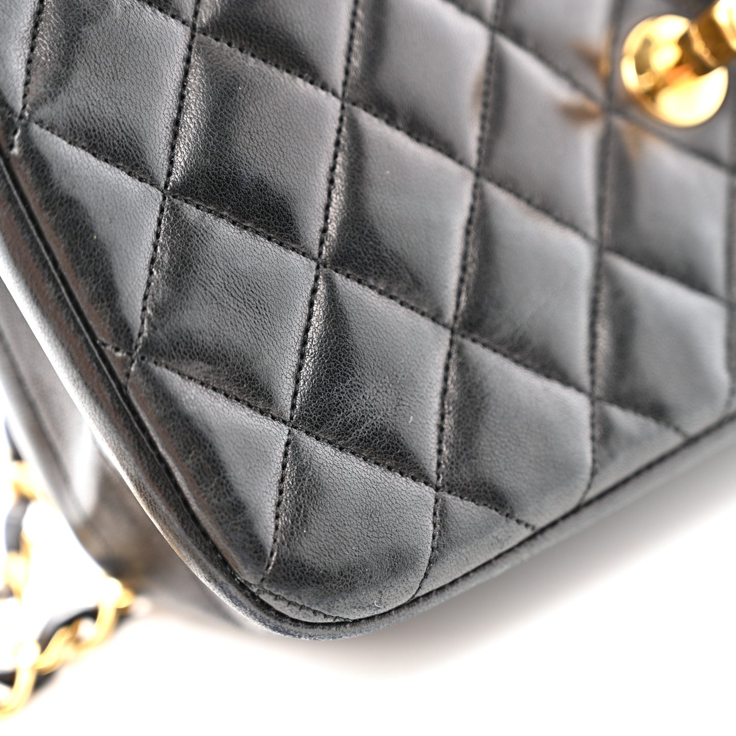 Lambskin Quilted Single Flap Black