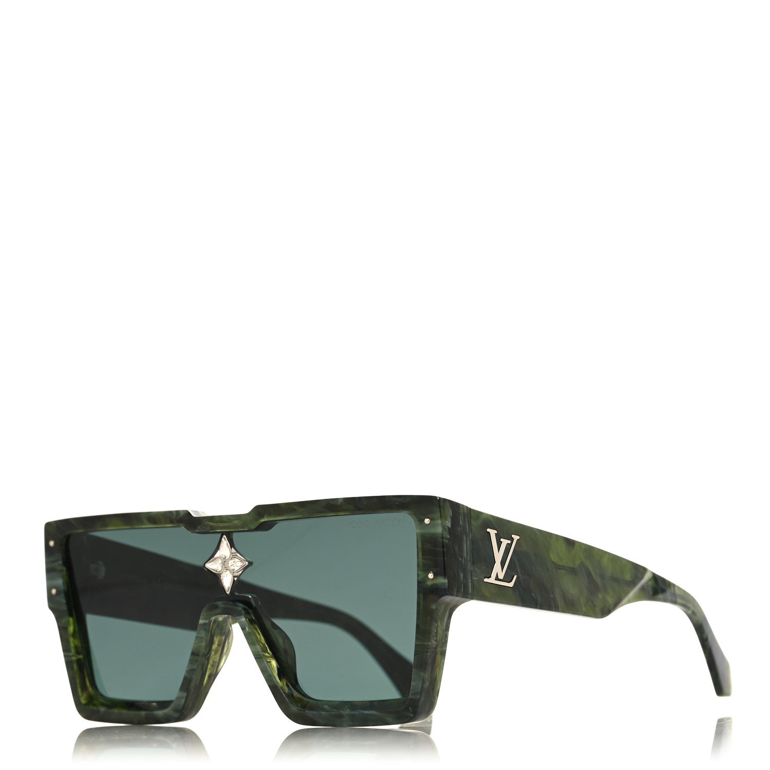 Louis Vuitton Acetate Marble Effect Swarovski Cyclone Sunglasses Z1552W Green 1 of 7