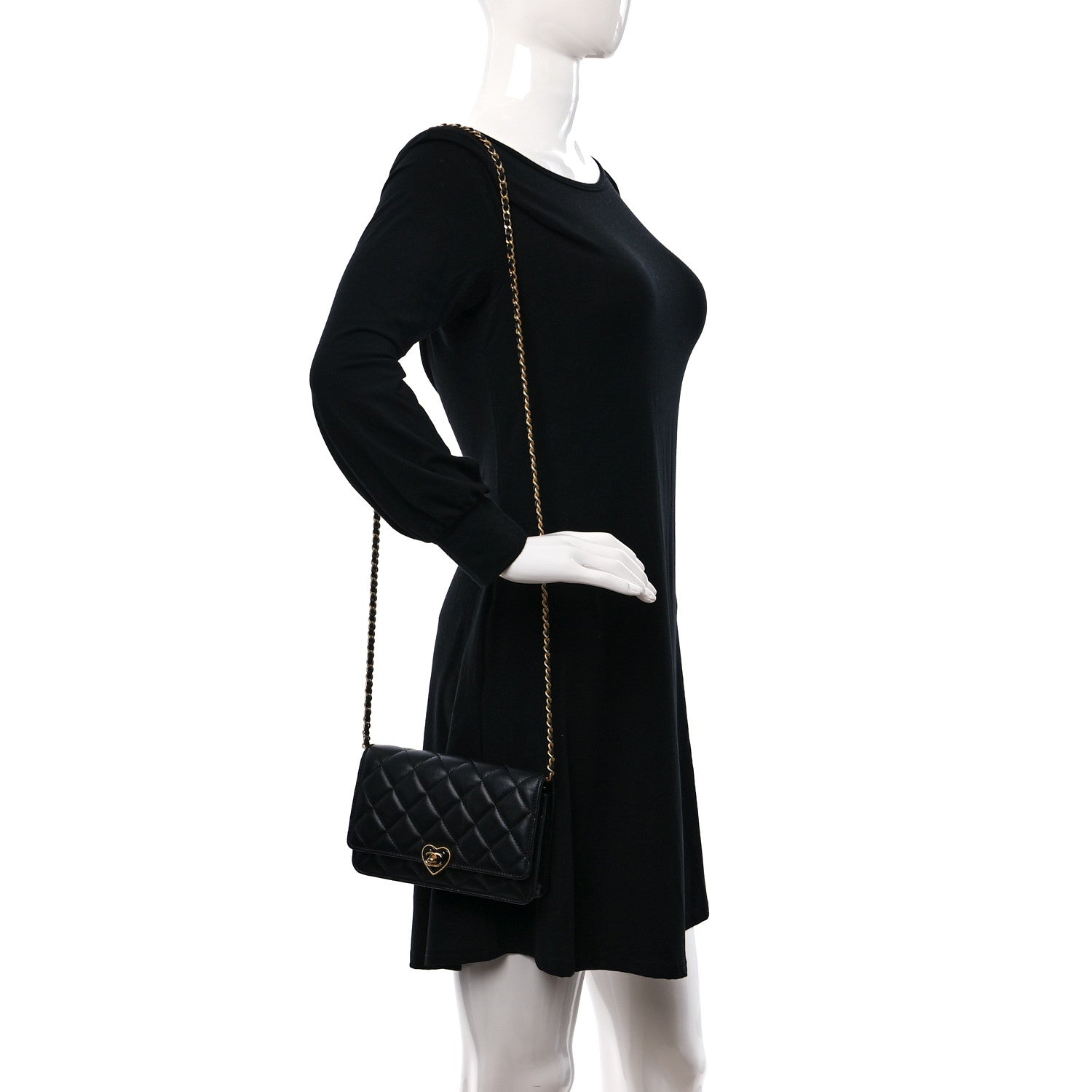 Chanel Lambskin Plexiglass Quilted Coco Love Wallet On Chain WOC Black 2 of 9