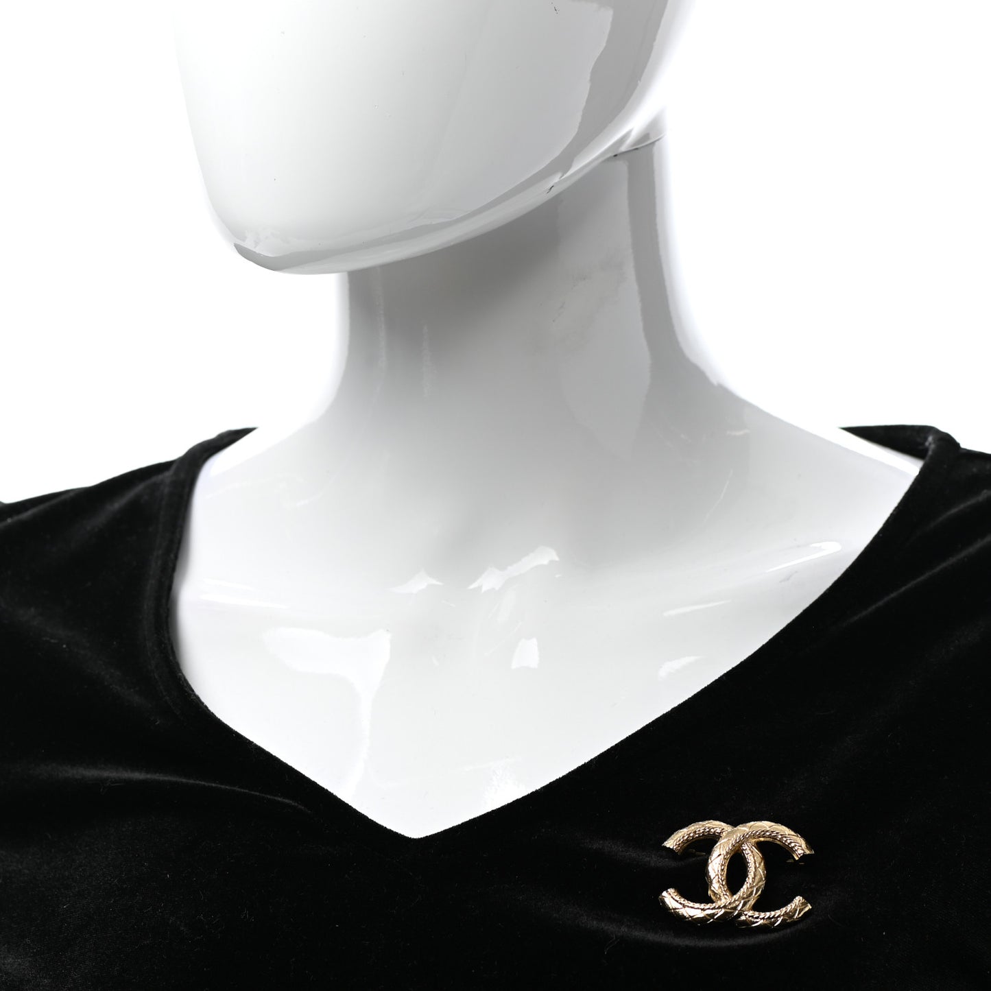 Metal CC Quilted Brooch Light Gold
