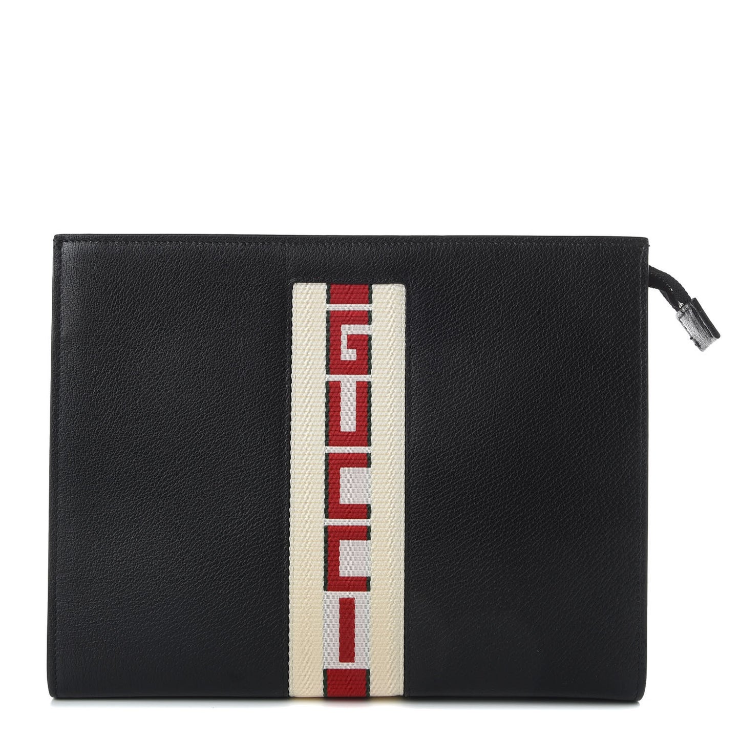 Textured Dollar Calfskin Nylon Gucci Stripe New Web Cosmetic Case Black Ecru Verde Rosso