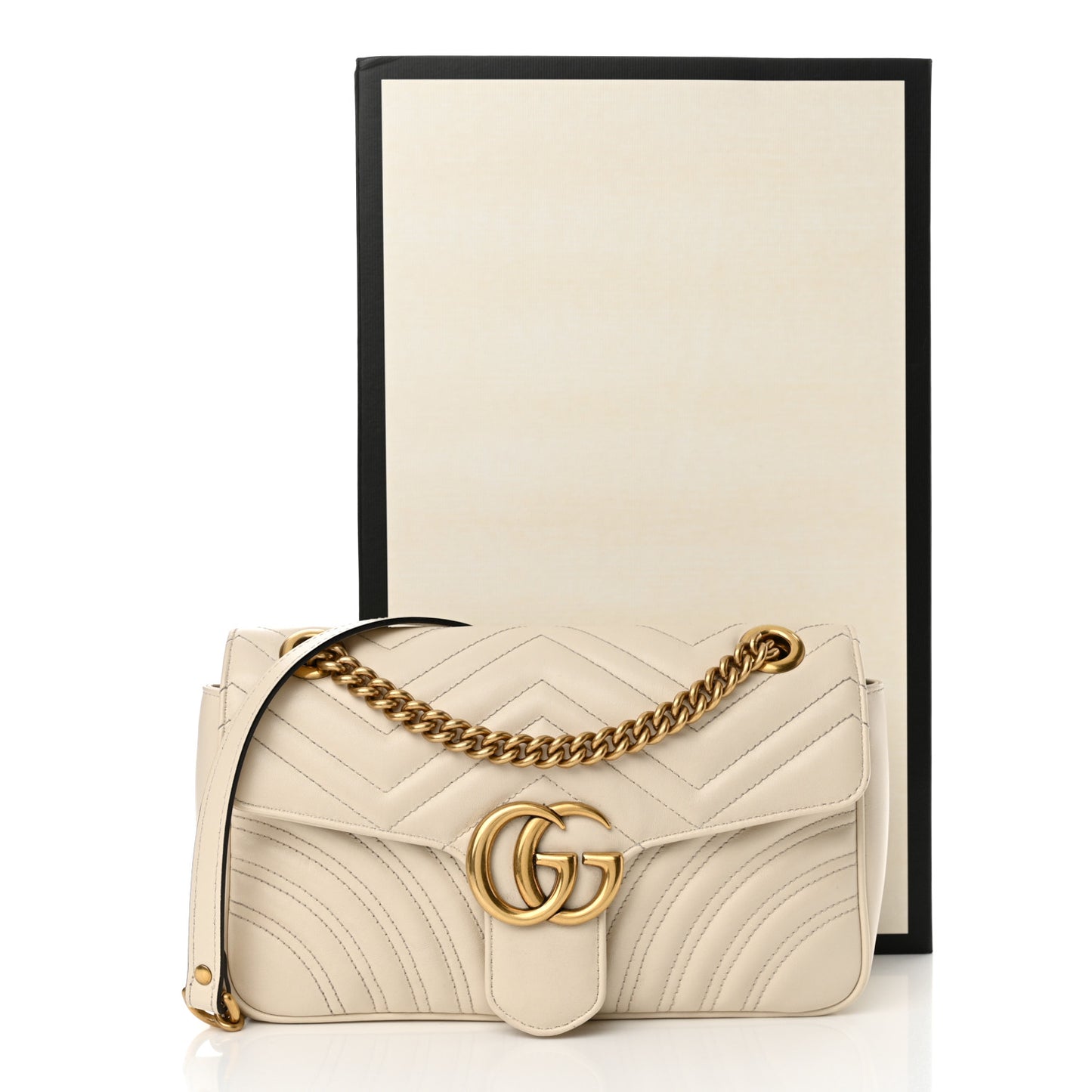 Calfskin Matelasse Small GG Marmont Shoulder Bag White