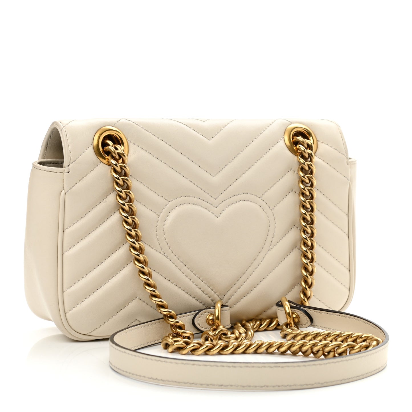 Calfskin Matelasse Mini GG Marmont Shoulder Bag White