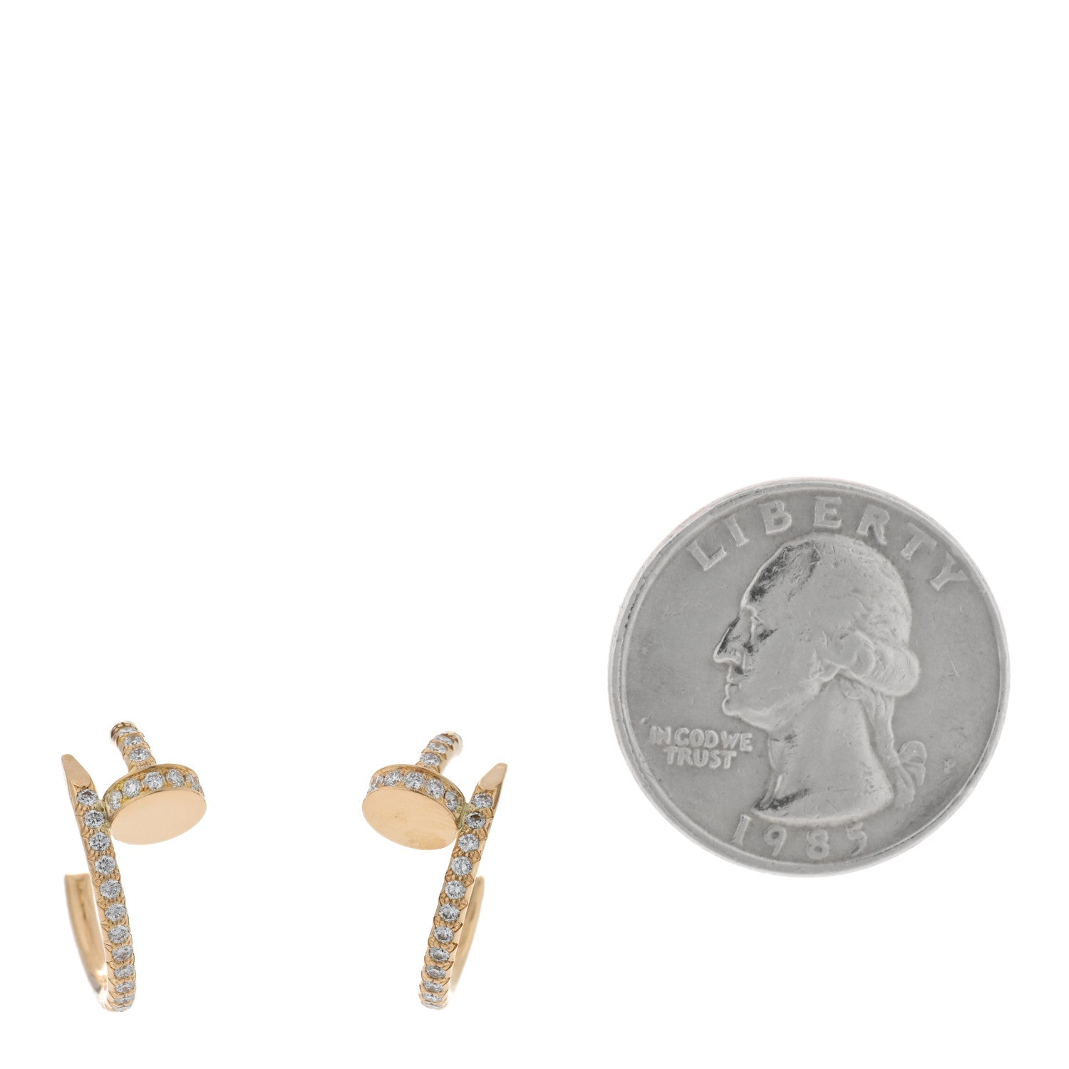 Cartier 18K Yellow Gold Diamond Juste Un Clou Pave Hoop Earrings 2 of 4