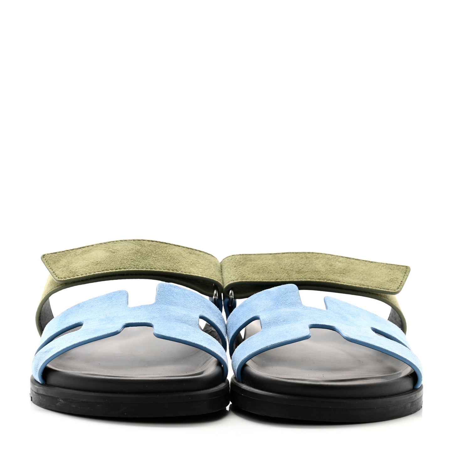 Suede Goatskin Womens Chypre Sandals 38 Bleu Cameo Vert