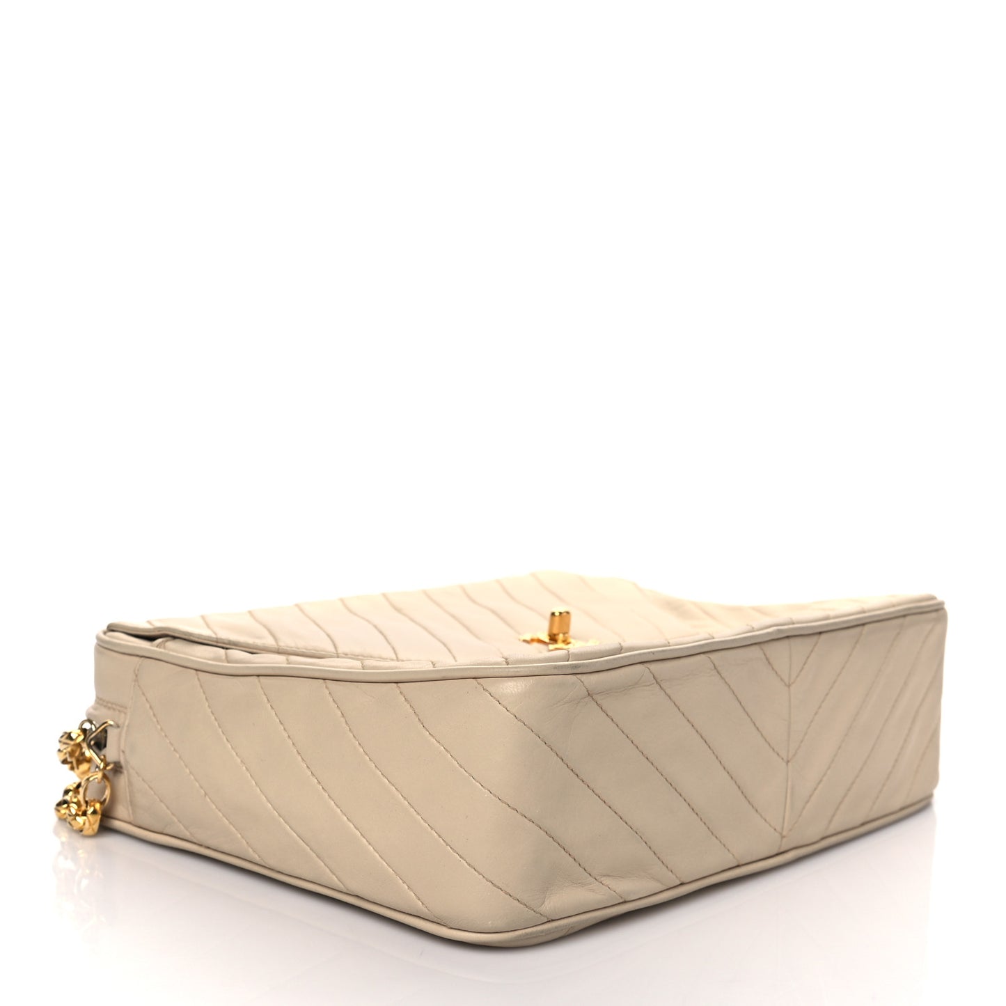 Lambskin Diagonal Quilted Tassel Camera Bag Light Beige