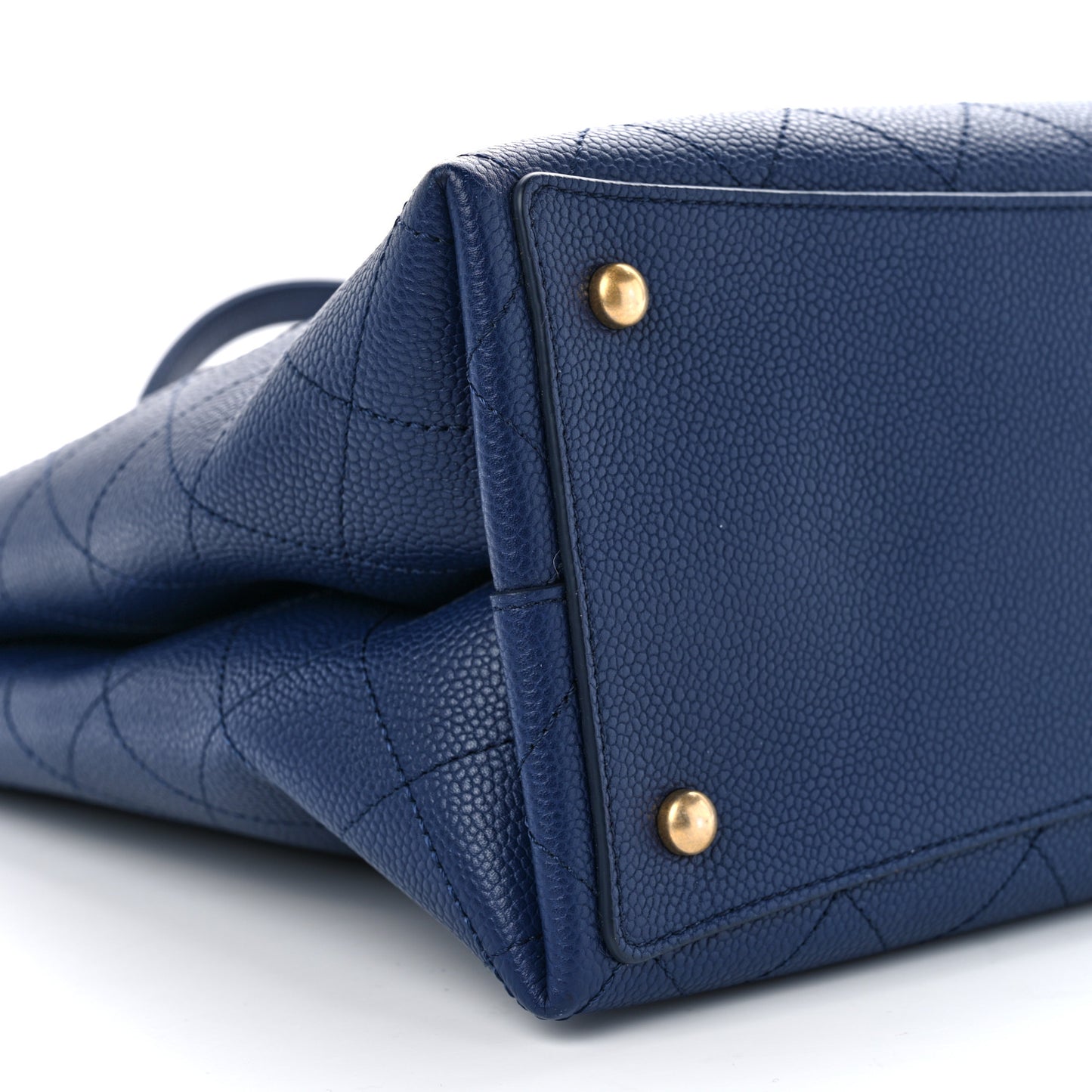 Caviar Stitched Large Shopping Tote Bag Blue