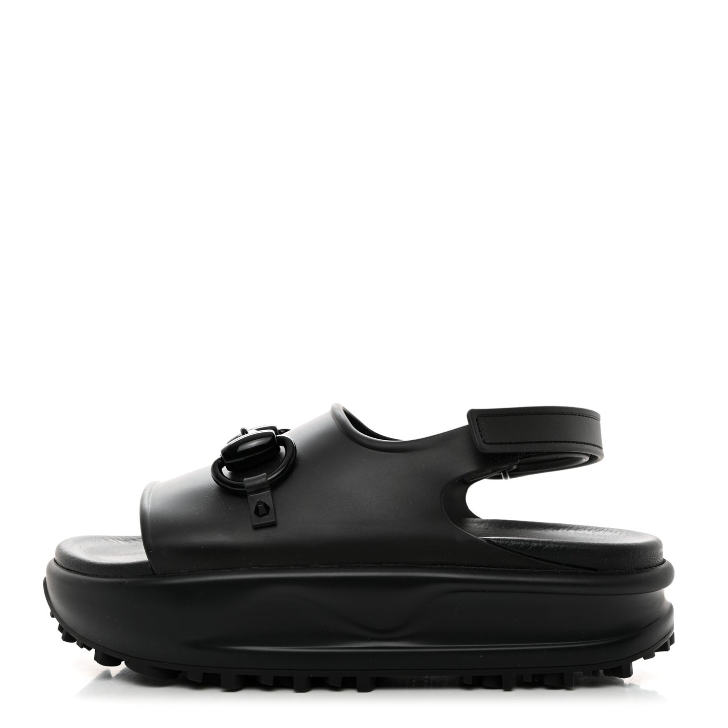 Soft Rubber Horsebit Touch Womens Strapped Sandals 40 Black