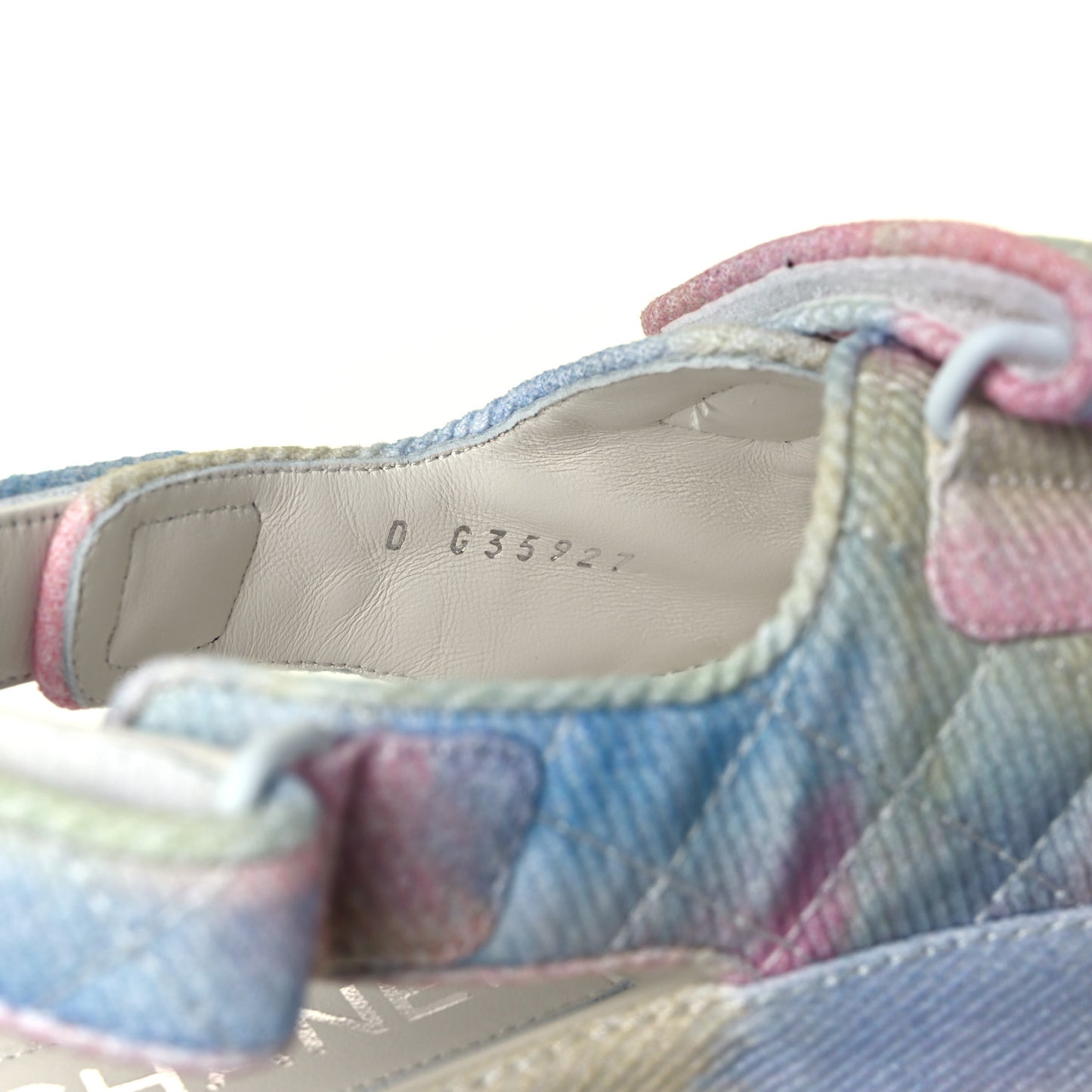 Printed Fabric Quilted Dad Sandals 38.5 Green Pink Blue