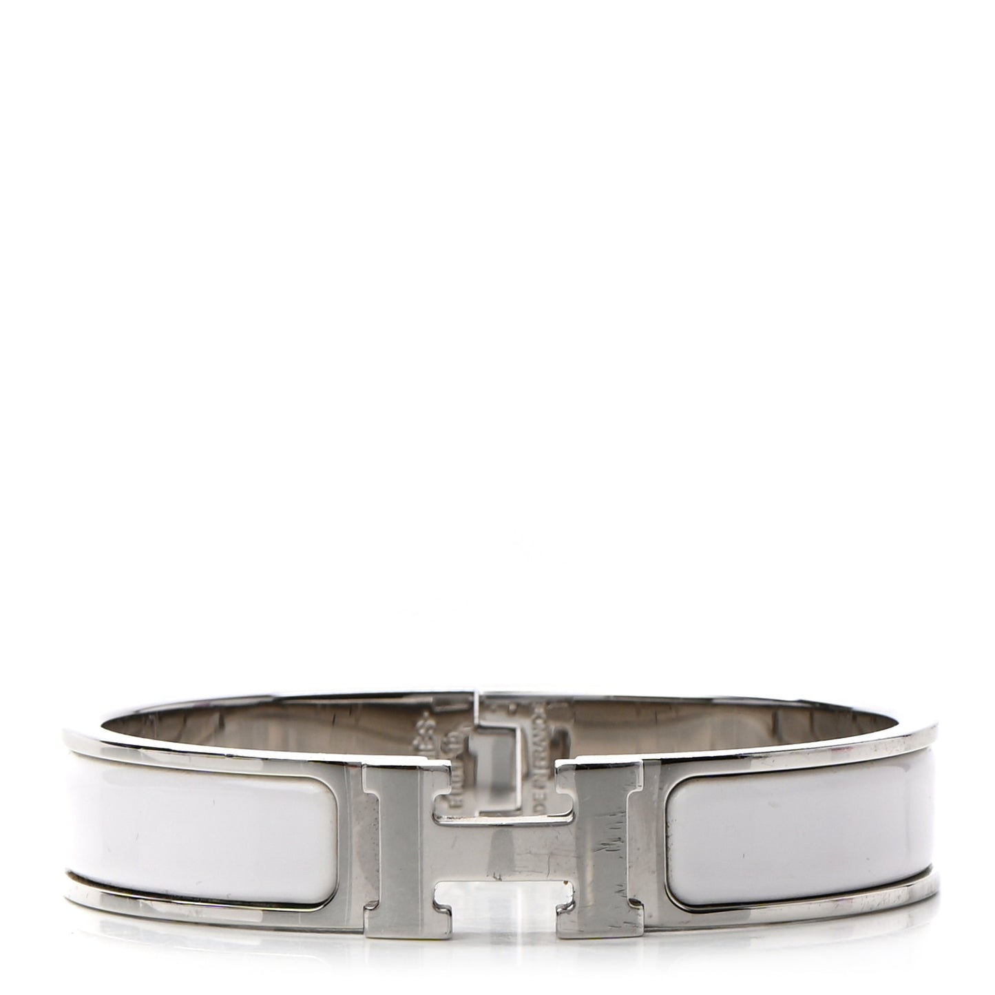 Enamel Narrow Clic Clac H Bracelet GM White