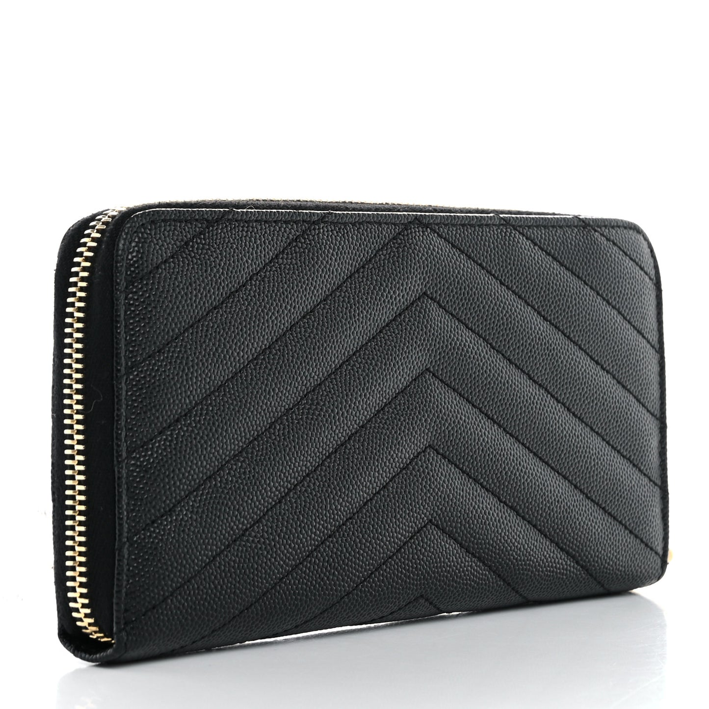 Grain De Poudre Matelasse Chevron Monogram Zip Around Wallet Black