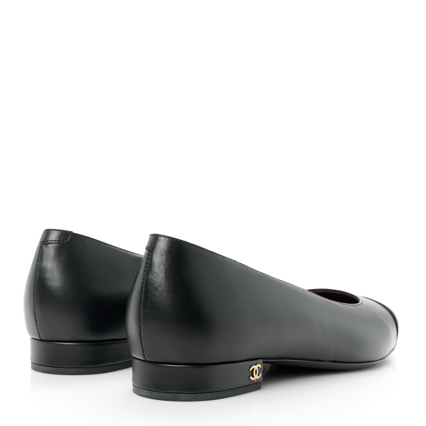 Lambskin Cap Toe CC Uniform Ballerina Flats 40 Black