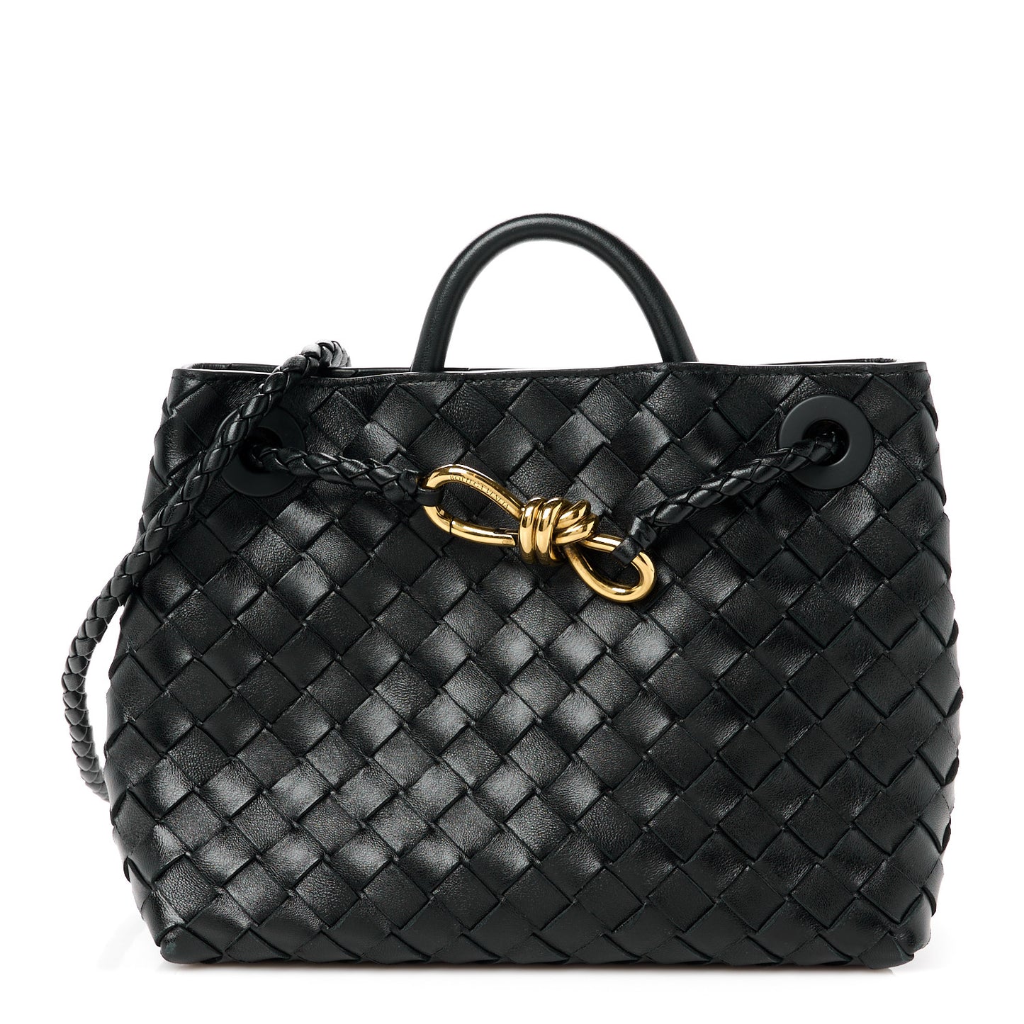 Nappa Intrecciato Small Andiamo Shoulder Bag Black