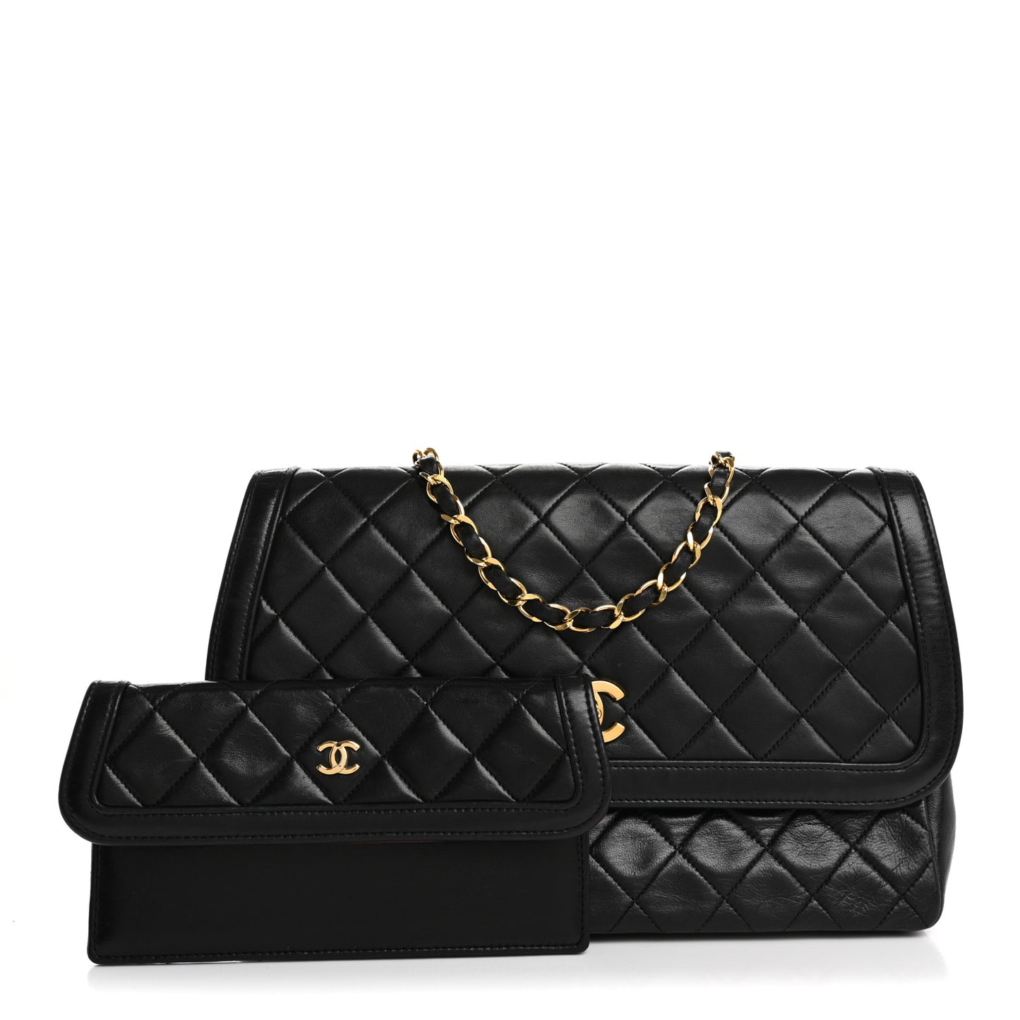 Lambskin Quilted Medium Single Flap Black