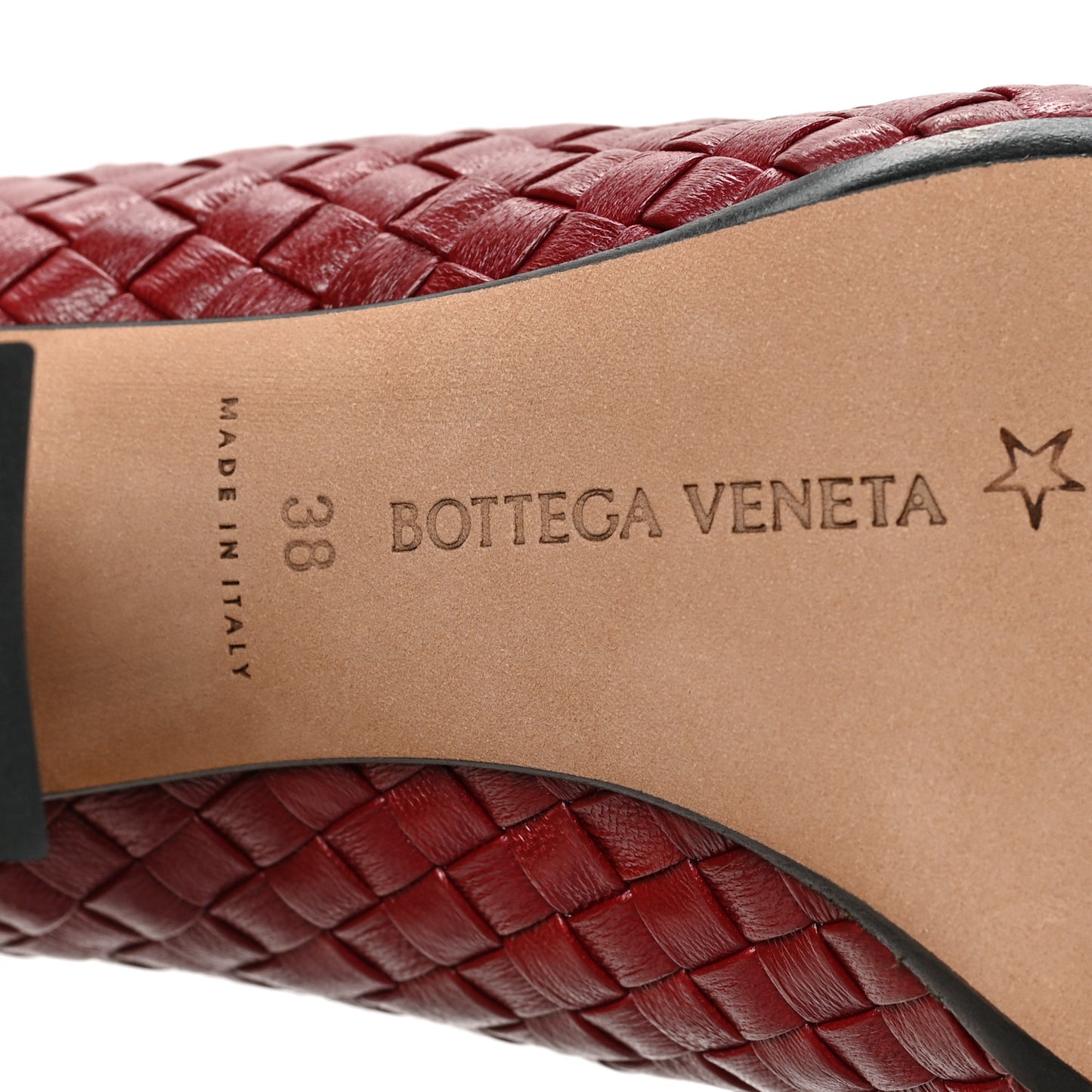Nappa Intrecciato Almond 75mm Pumps 38 Burgundy