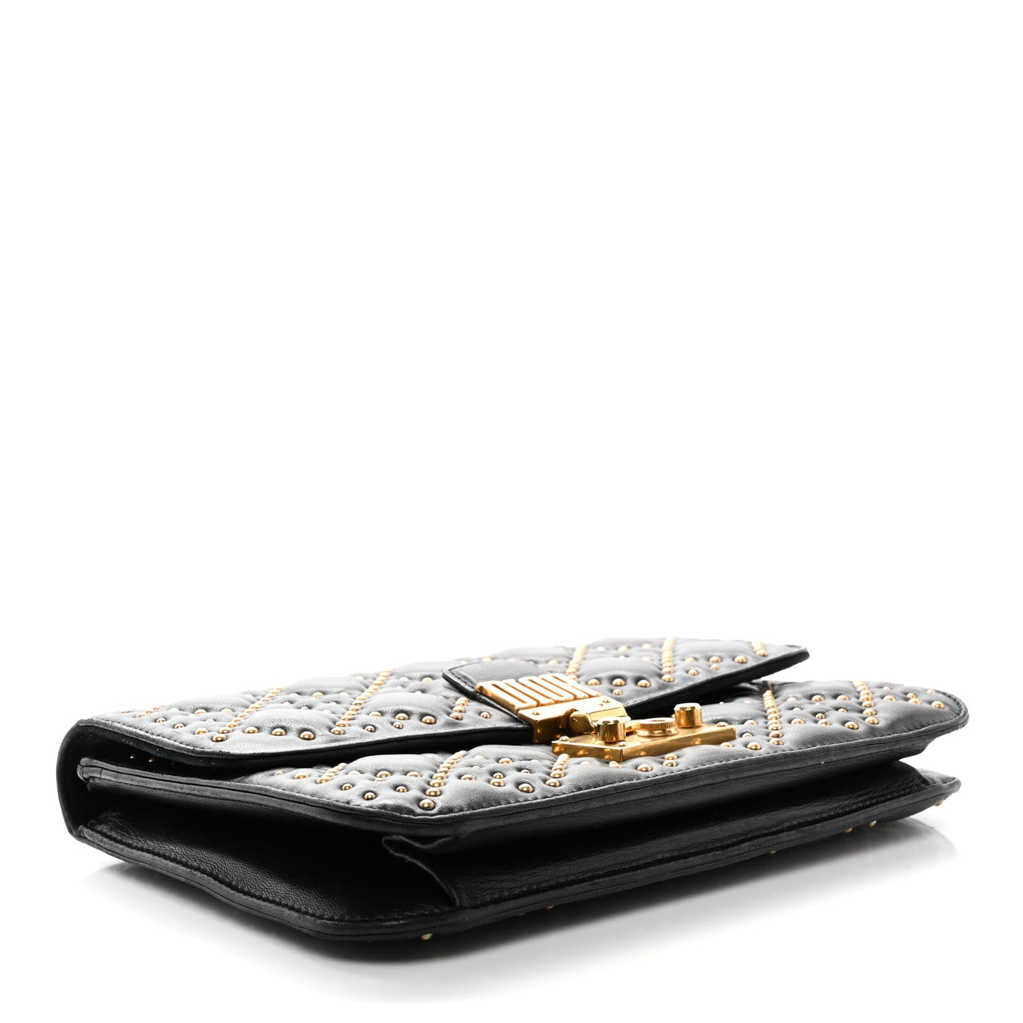 Lambskin Cannage Studded Large Dioraddict Flap Bag Black