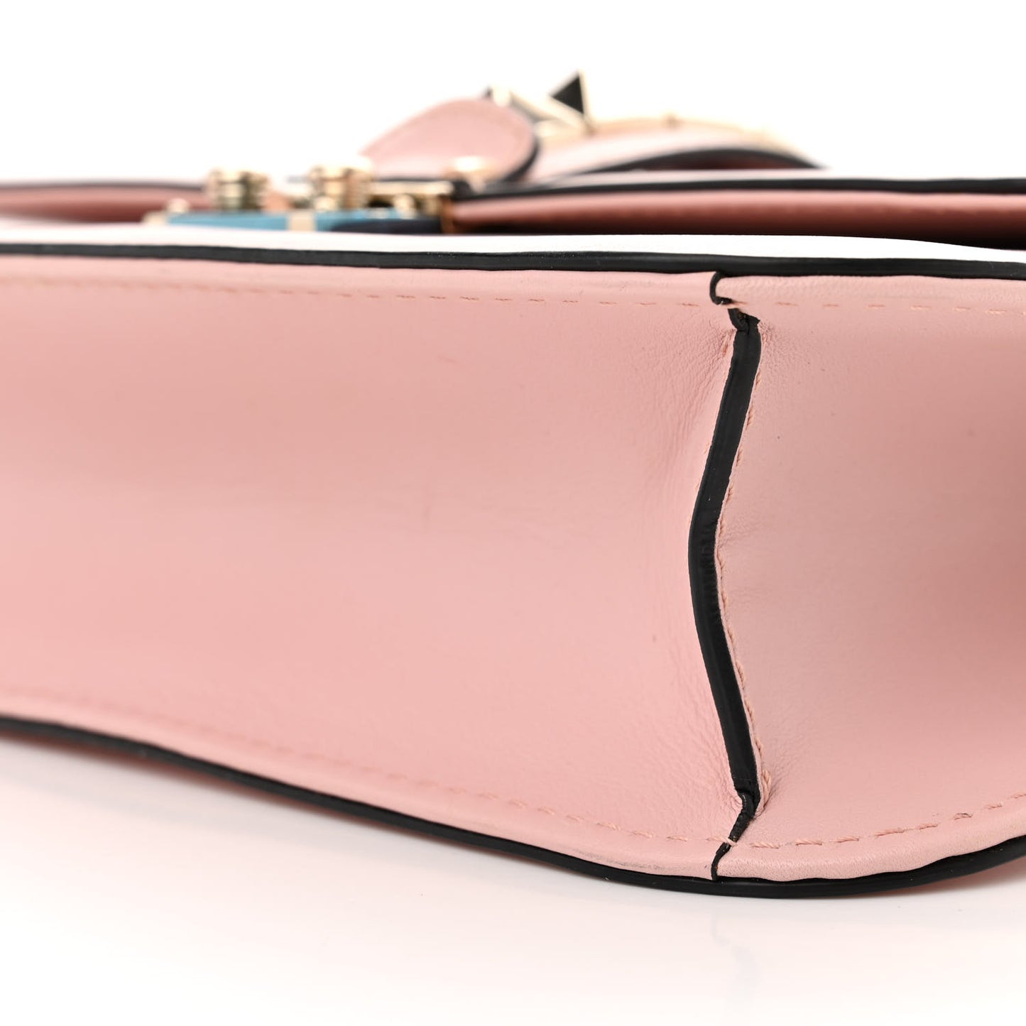 Vitello Medium Glam Lock Rockstud Flap Water Rose