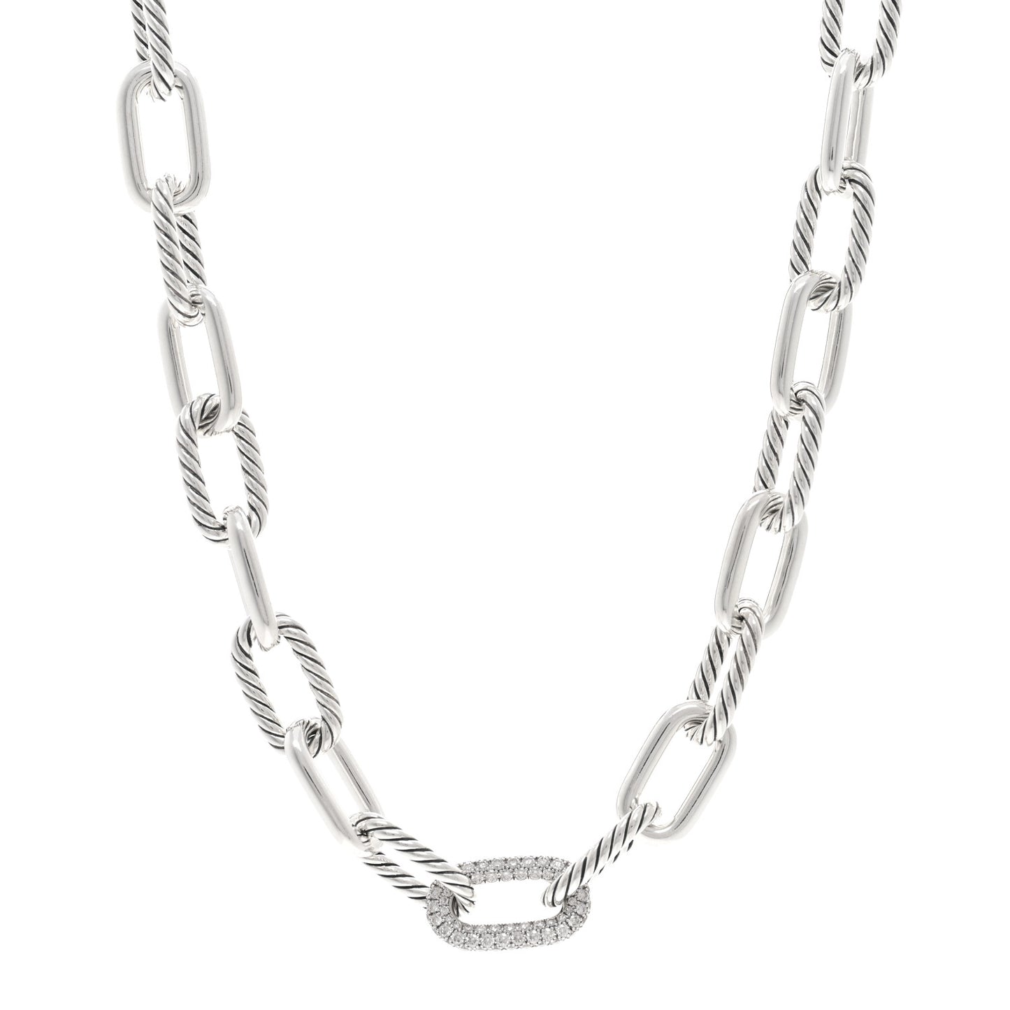 Sterling Silver Diamond 11mm Madison Chain Necklace