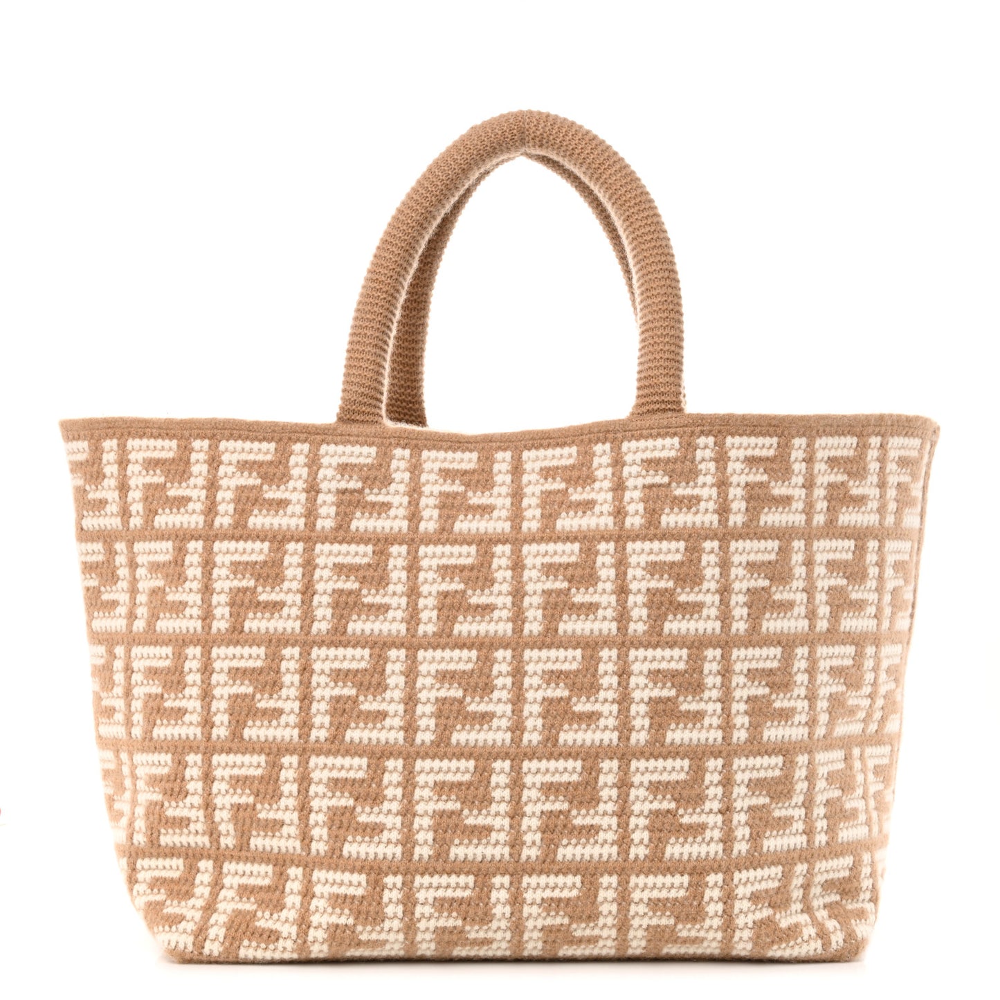 Cashmere Knit FF Large Shopper Tote Cammello