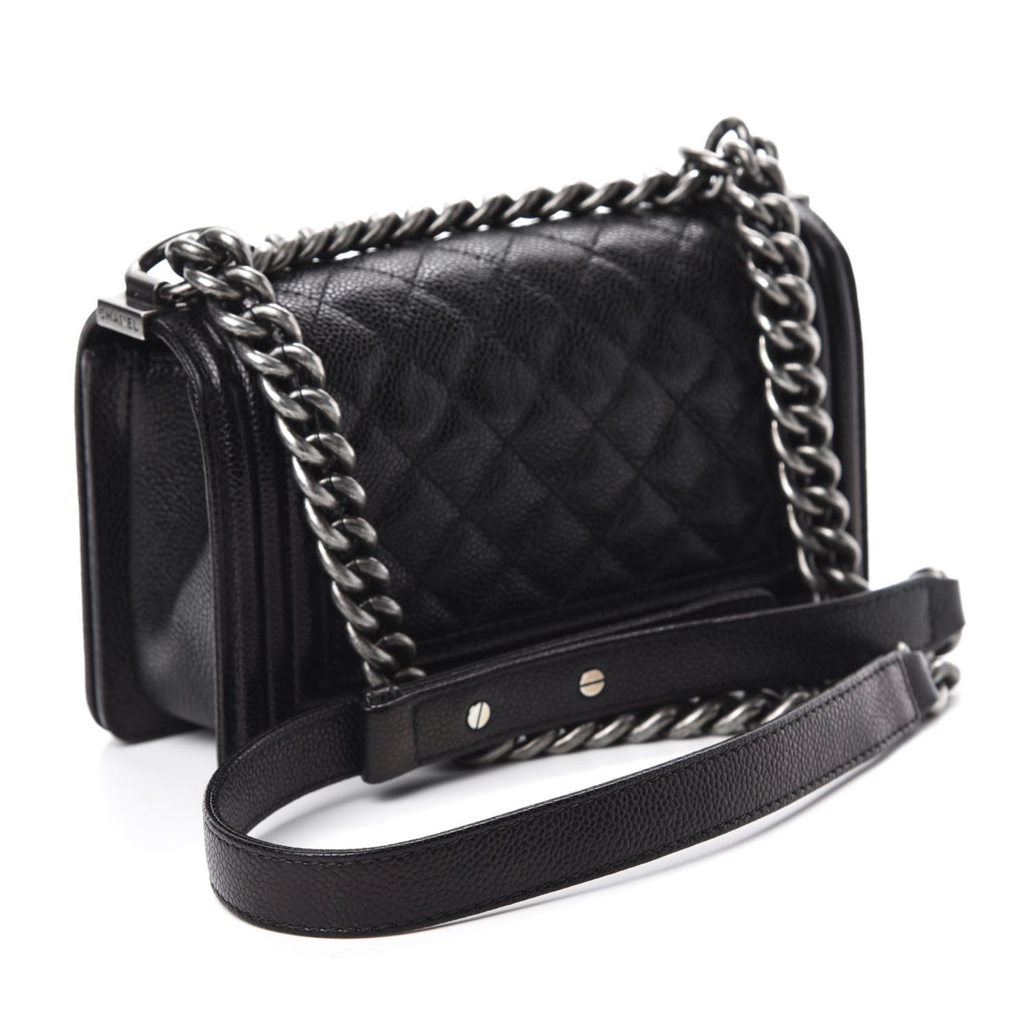 Caviar Quilted Small Boy Flap Black