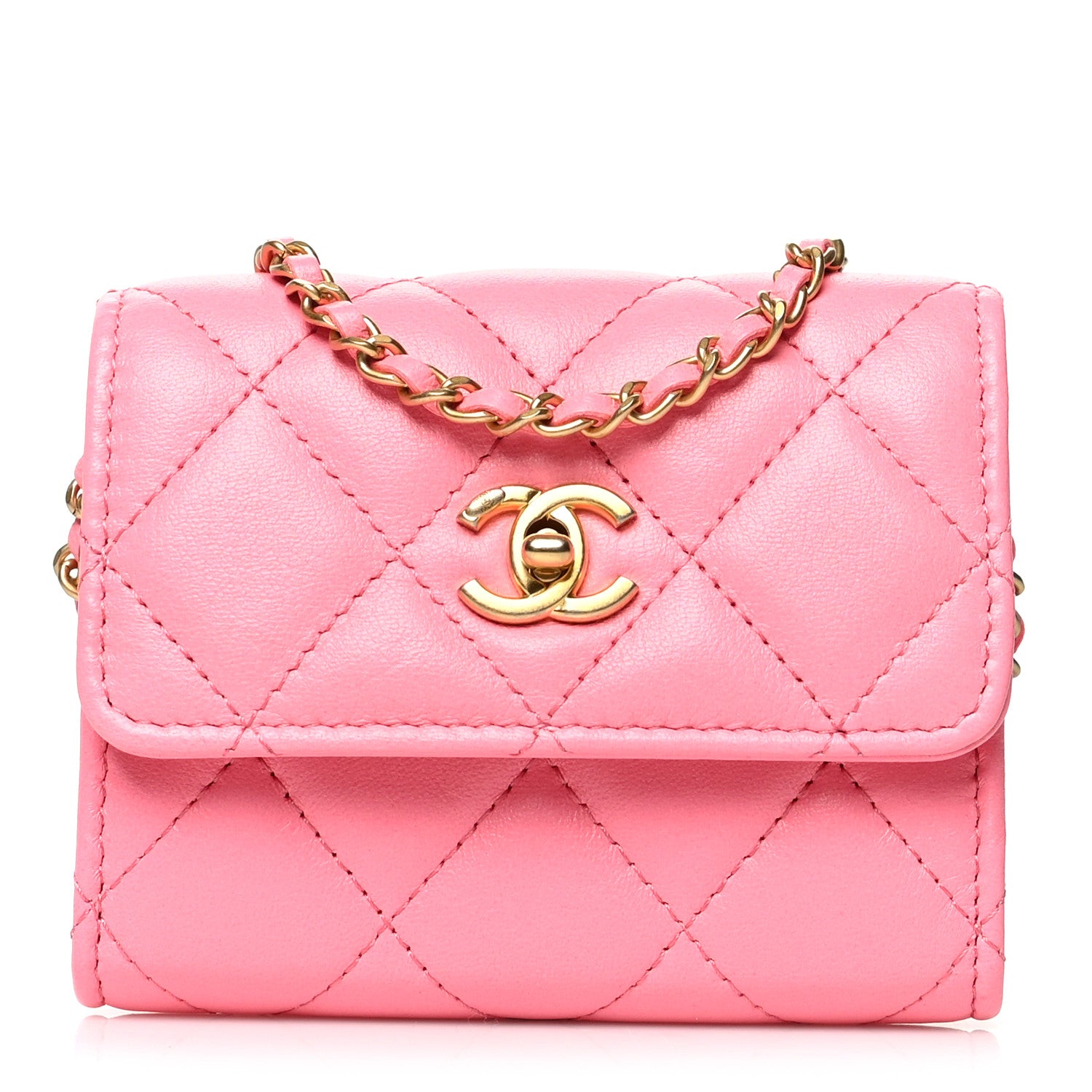 Chanel Lambskin Quilted Pearl Crush Clutch With Chain Pink 1 of 9
