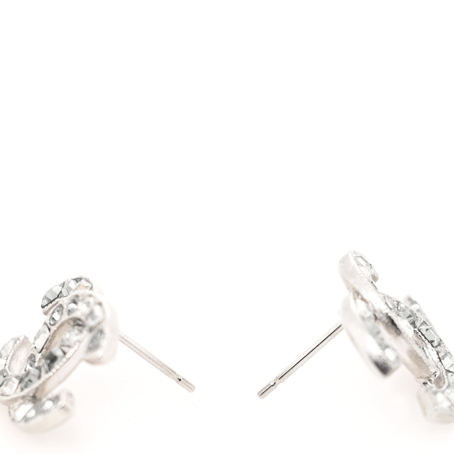 Baguette Crystal CC Earrings Silver Grey
