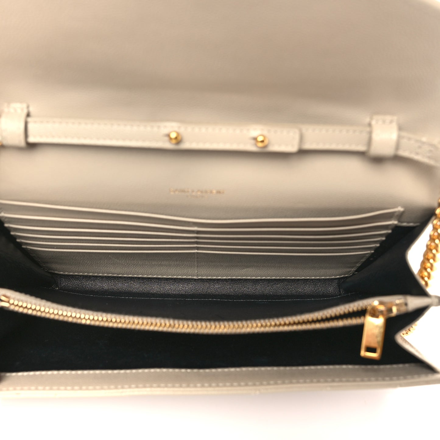 Grain De Poudre Matelasse Chevron Monogram Chain Wallet Sea Salt