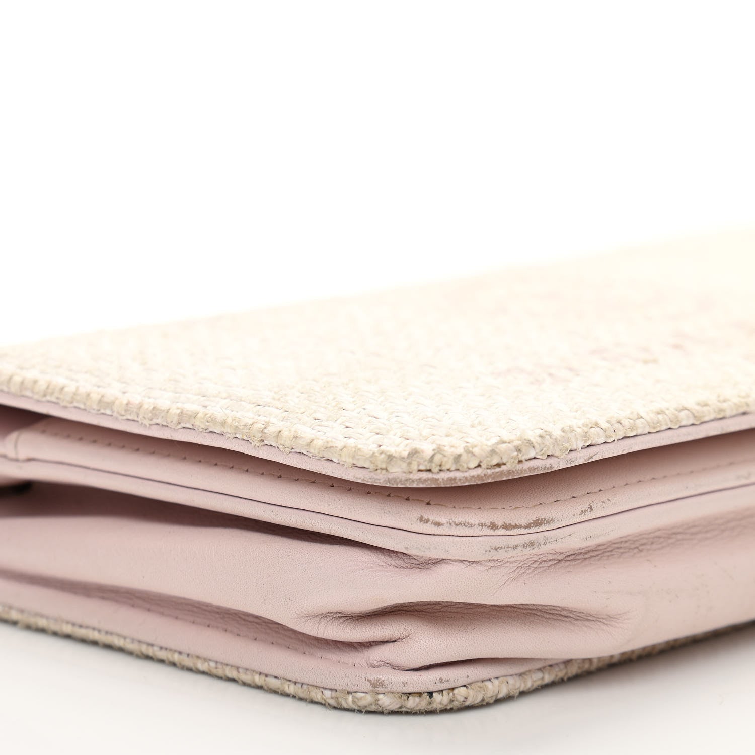 Chanel Canvas Deauville Wallet On Chain WOC Pink White 9 of 17