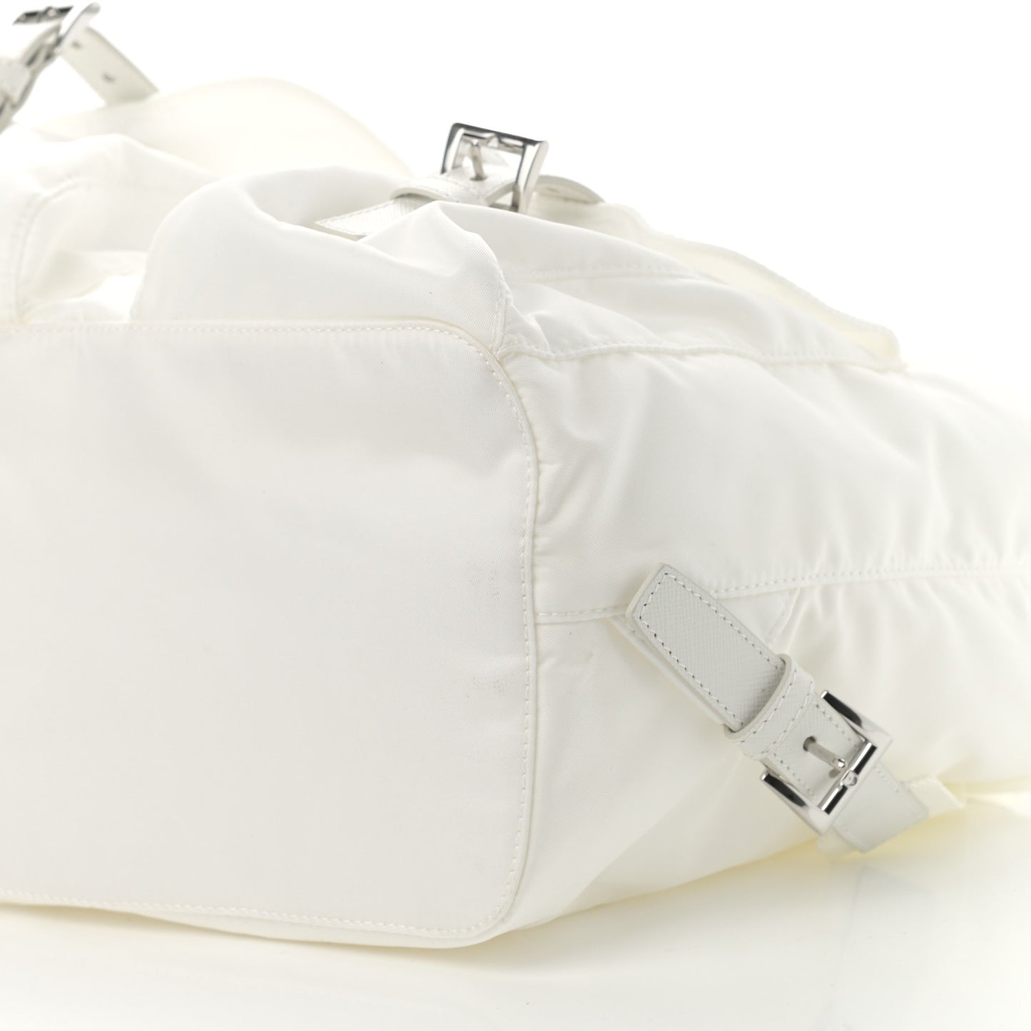 Nylon Vela Saffiano Medium Backpack White