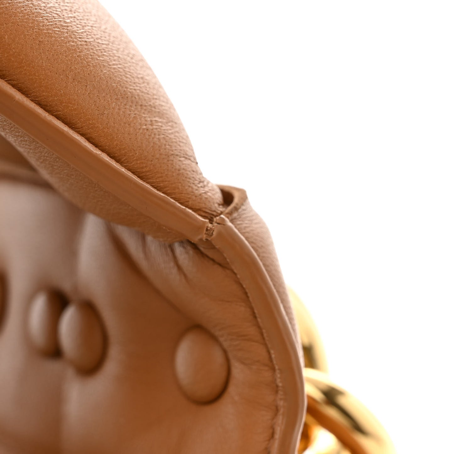 Lambskin Maxi Intreccio Padded Chain Cassette Crossbody Bag Caramel